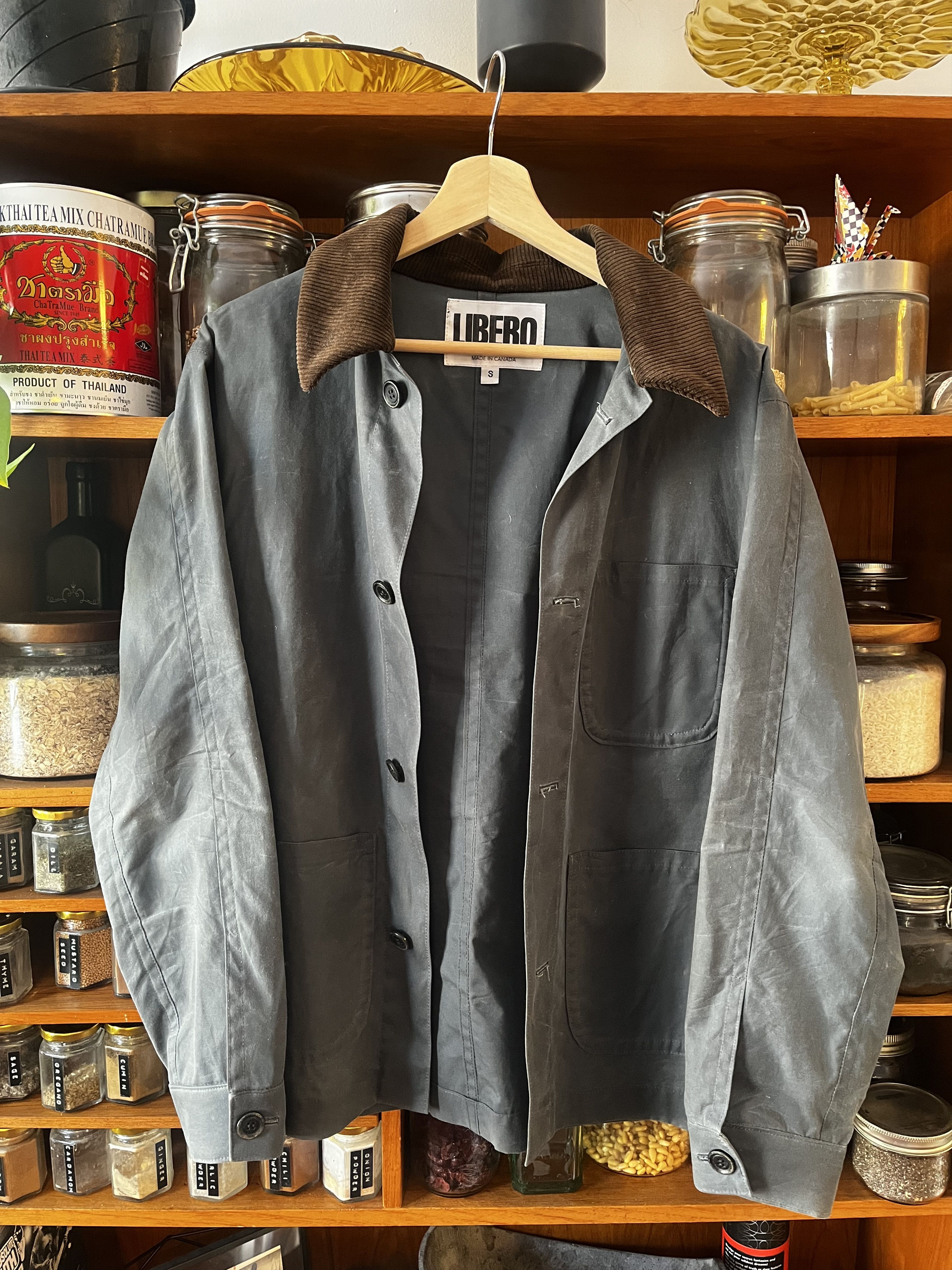 image of Libero Lavaro Chore Coat/field Coat in Slate Blue/Brown, Men's (Size Small)