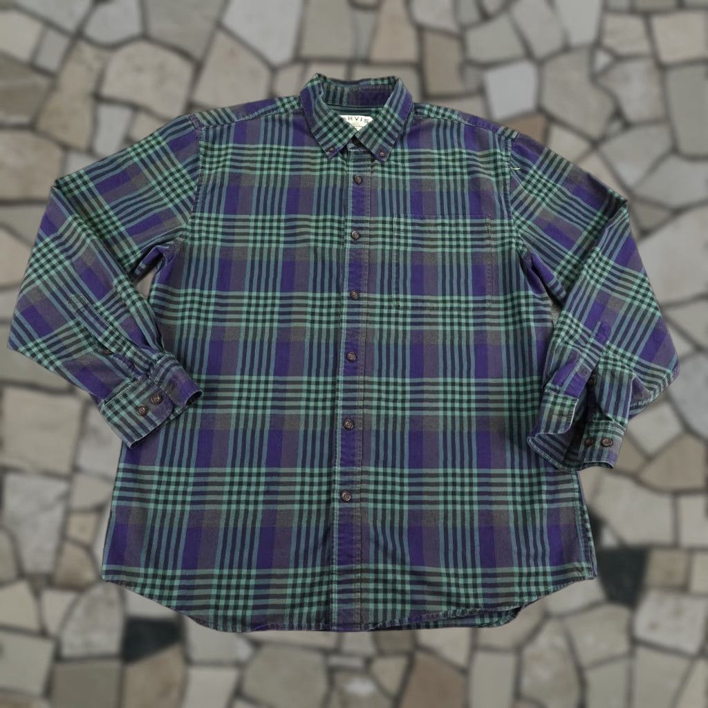 Orvis VINTAGE Orvis Shirt Mens Large Green Blue Plaid Button-Up Outdoor Casual Workwear 90s Mens L Green/Blue Size US L / EU 52-54 / 3 - 1 Thumbnail
