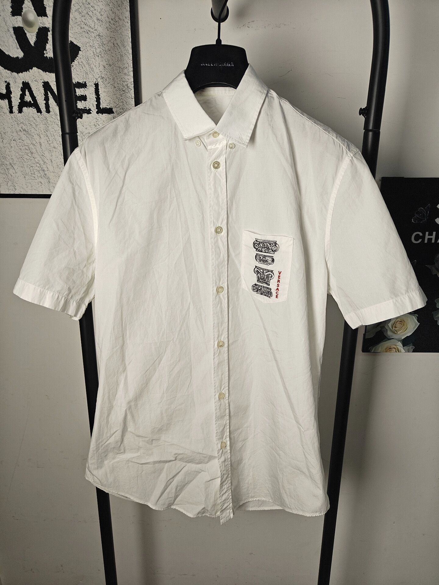 Versace Versace Retro Embroidered White Shirt m Men Size US M / EU 48-50 / 2 - 1 Thumbnail