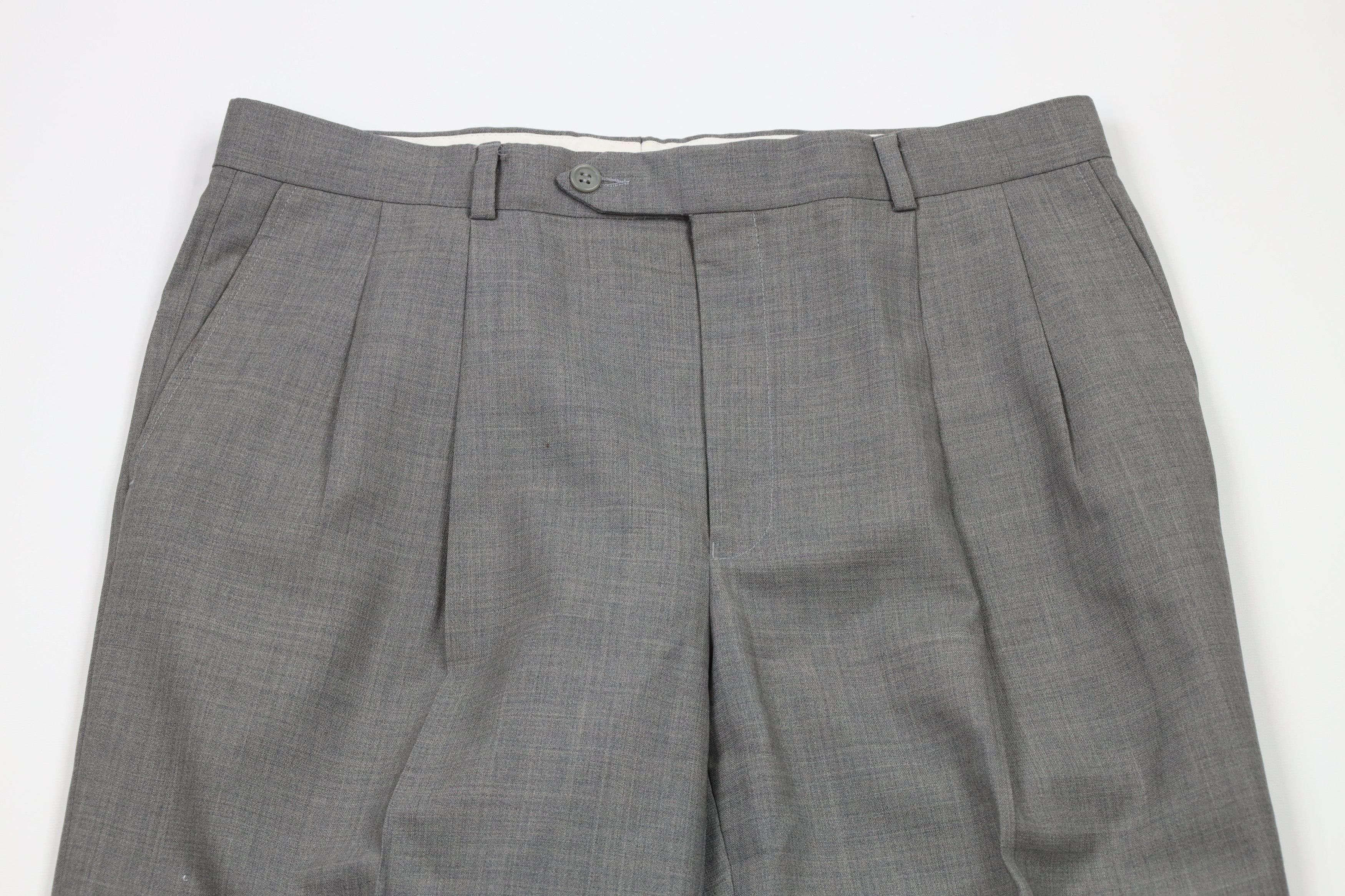 Ralph Lauren × Vintage Vintage Ralph Lauren Wool Cuffed Wide Leg Chino Pants Gray Size US 34 / EU 50 - 2 Thumbnail