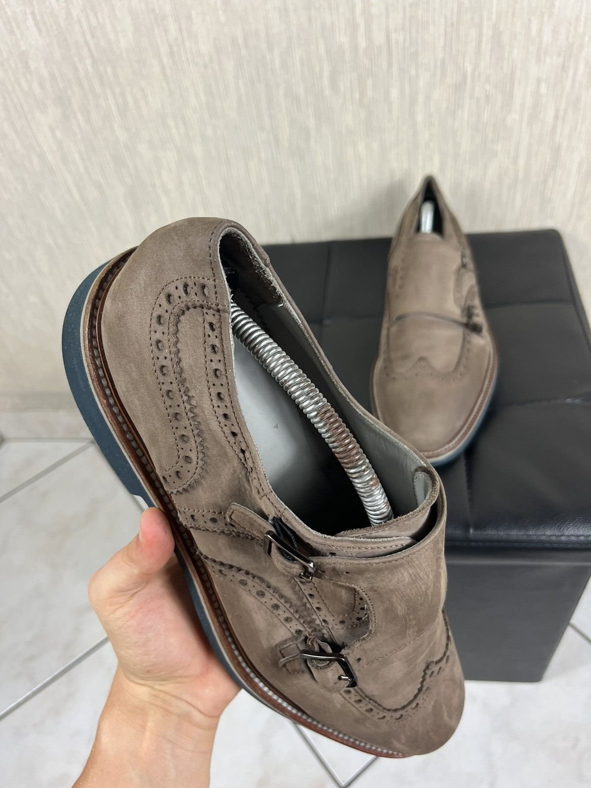 Canali × Designer Canali Italy monk strap leather shoes classic suede loafers Size US 12 / EU 45 - 8 Thumbnail