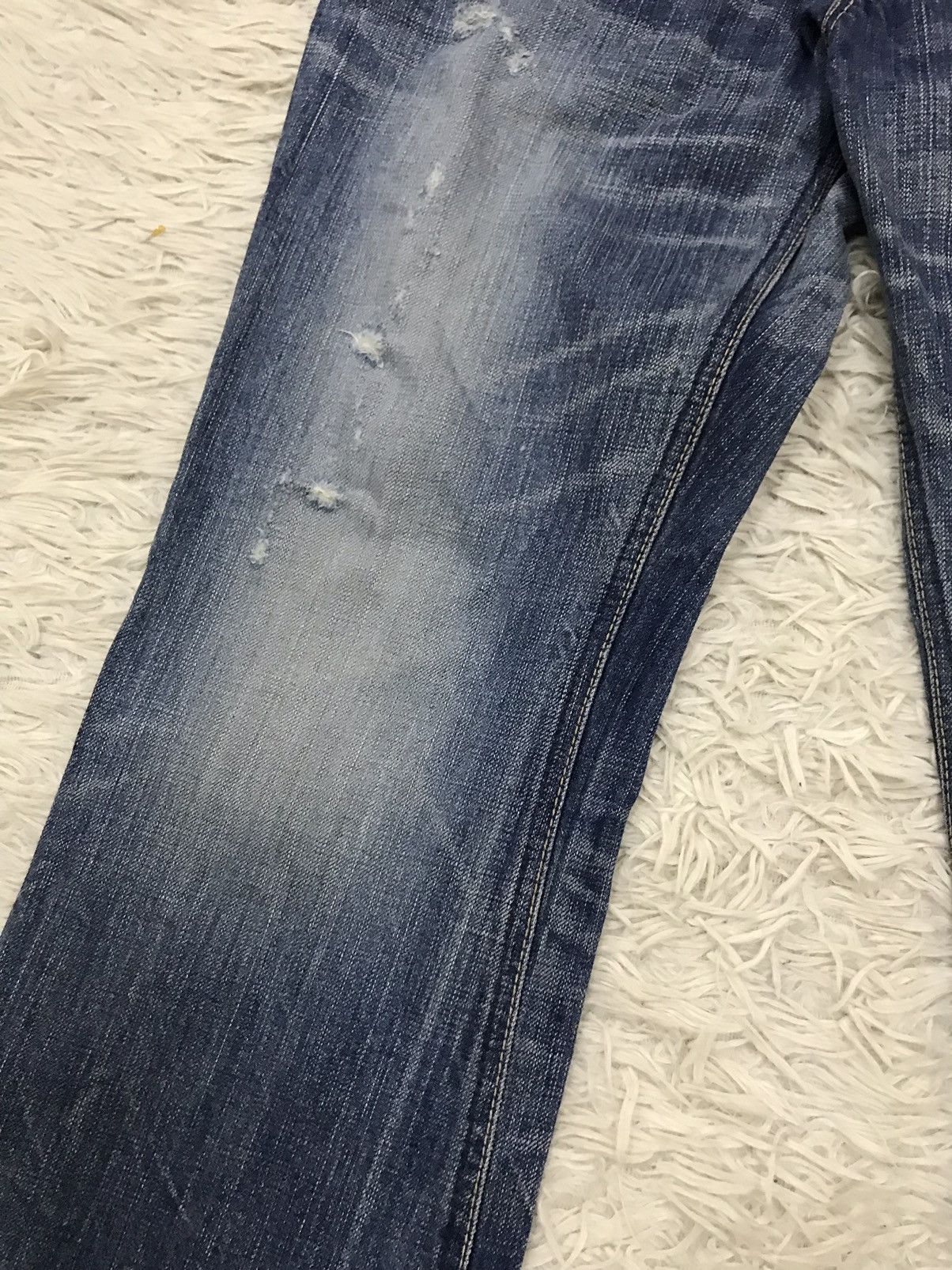 Edwin Vintage Edwin Lot 503 Bluetrip Distressed Design Flare Jeans Size US 30 / EU 46 - 6 Thumbnail