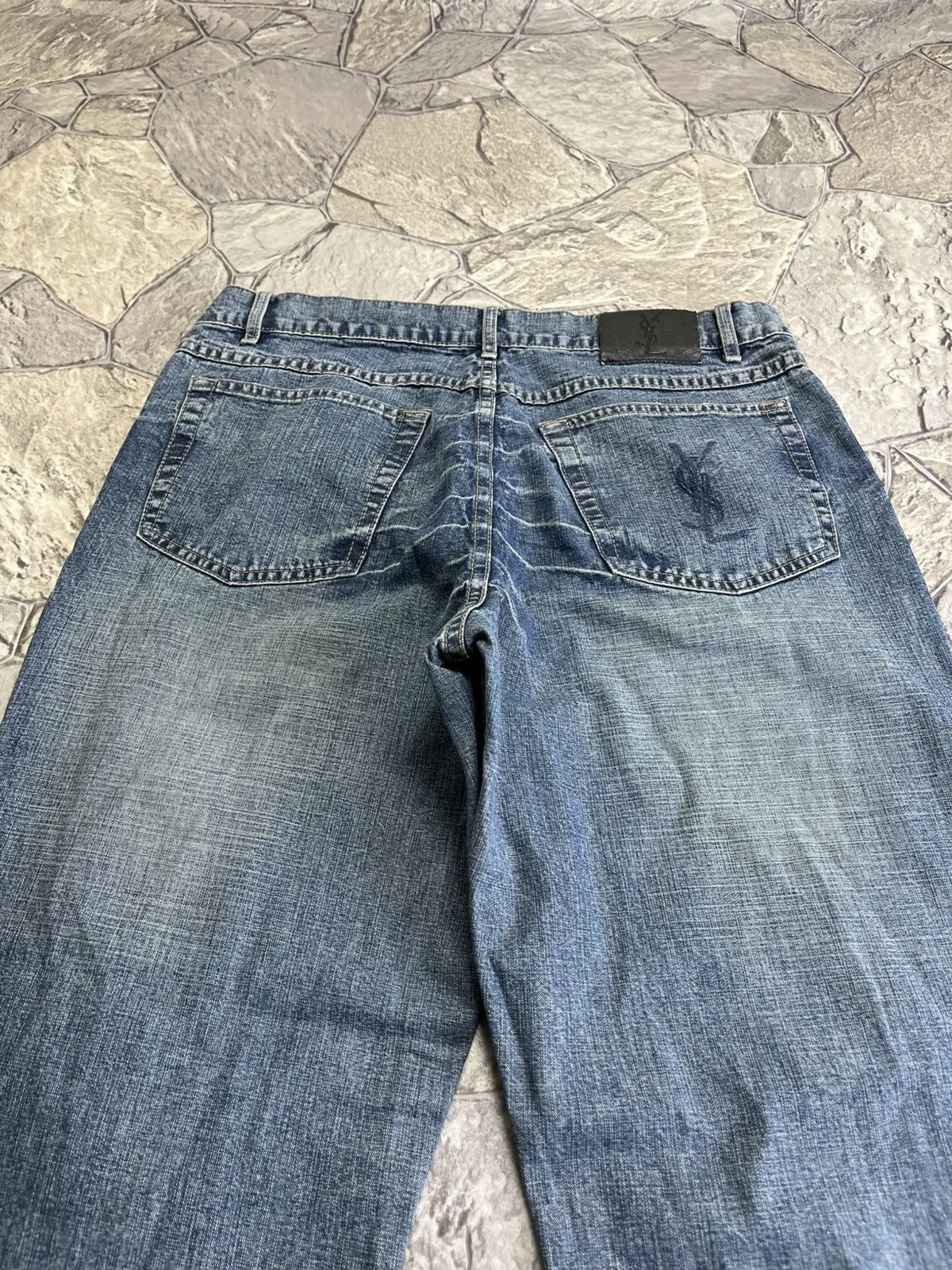Vintage Vintage Yves Saint Lauren Big Logo Distressed Jeans YSL Size US 34 / EU 50 - 6 Thumbnail