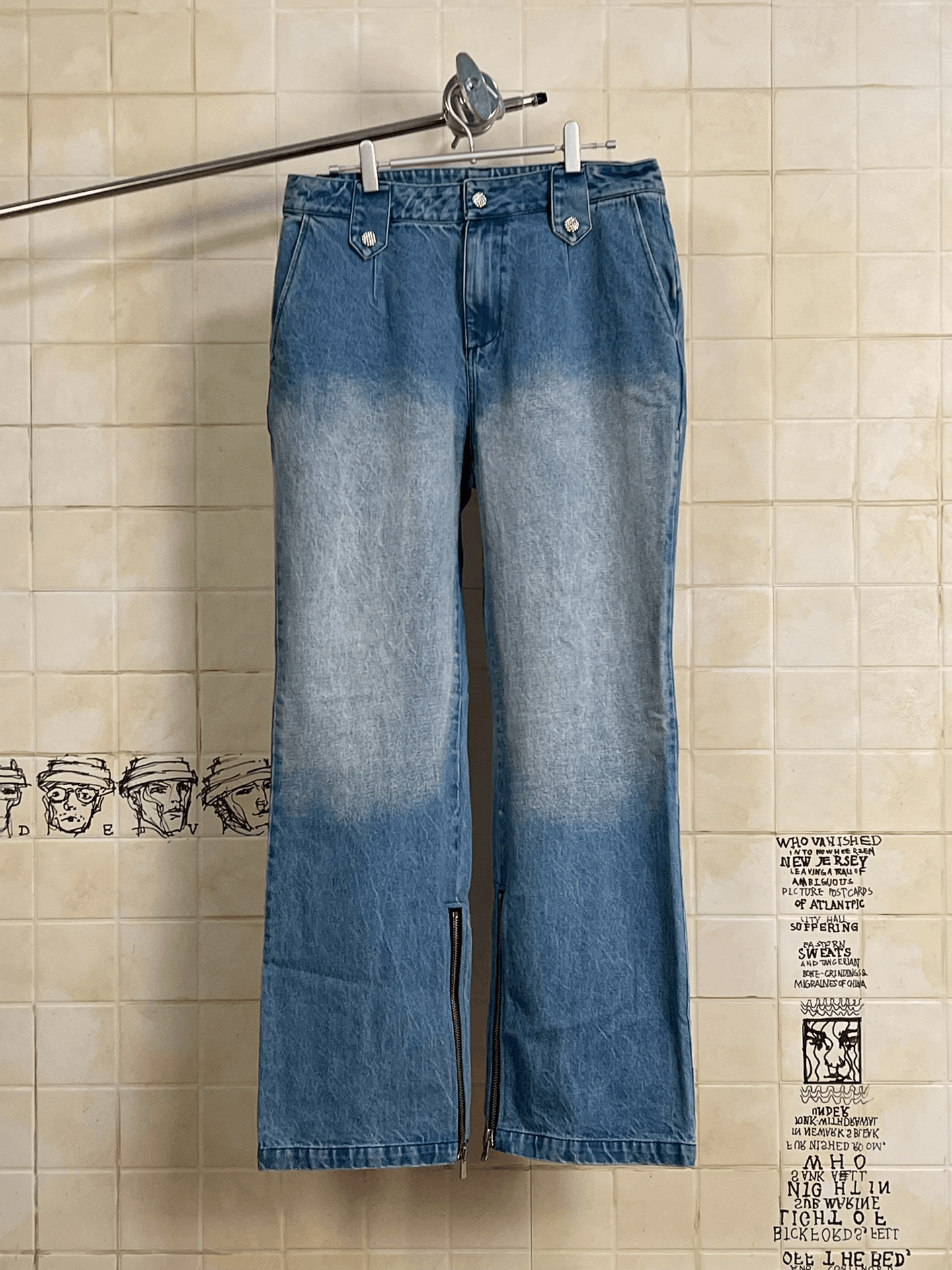 The Last Conspiracy Vintage Wide-Leg Denim Pants with Zipper Size US 32 / EU 48 - 1 Thumbnail