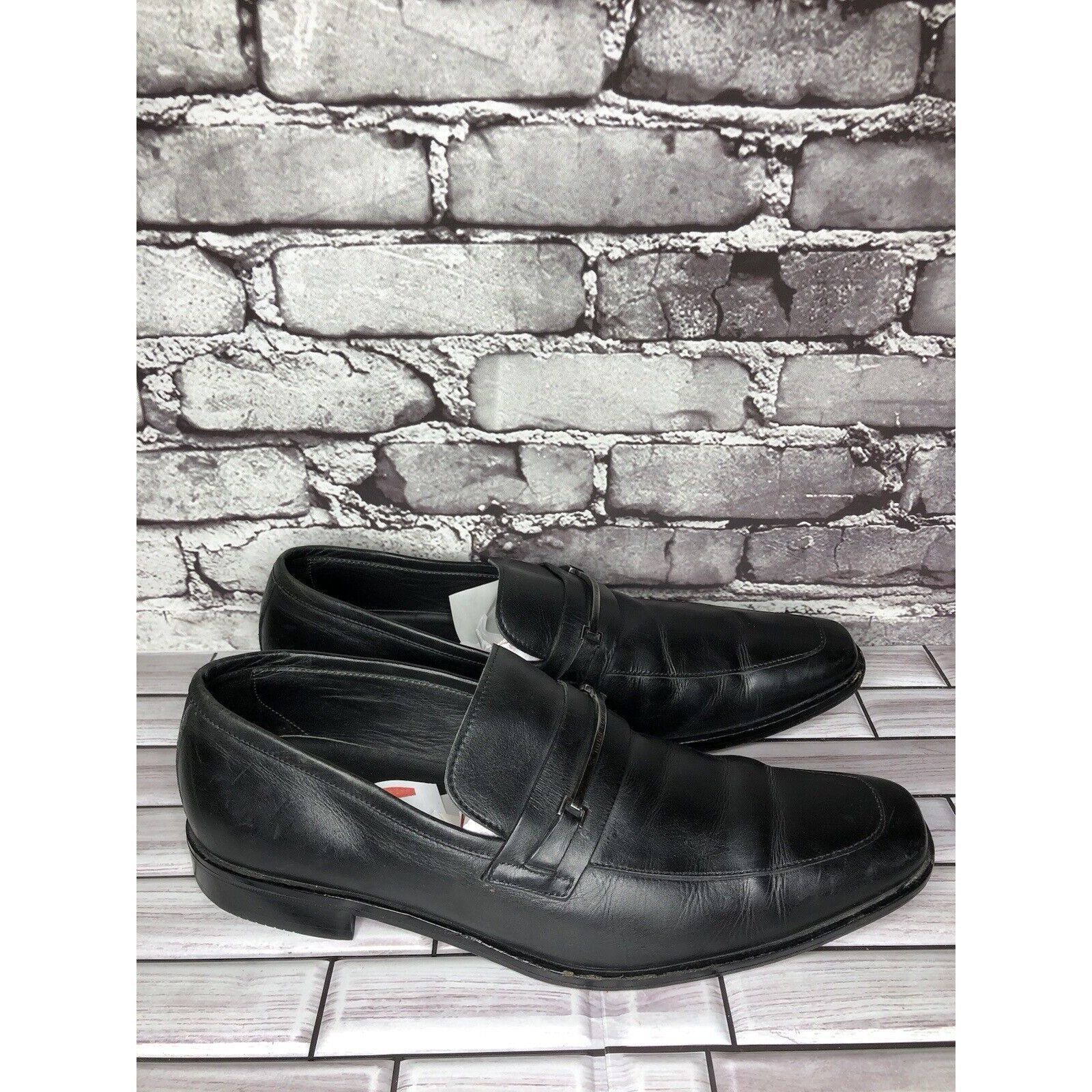 Hugo Boss HUGO BOSS Vero Cuoio Black Leather Horsebit Loafer Dress Sho Size US 11.5 / EU 44-45 - 9 Thumbnail