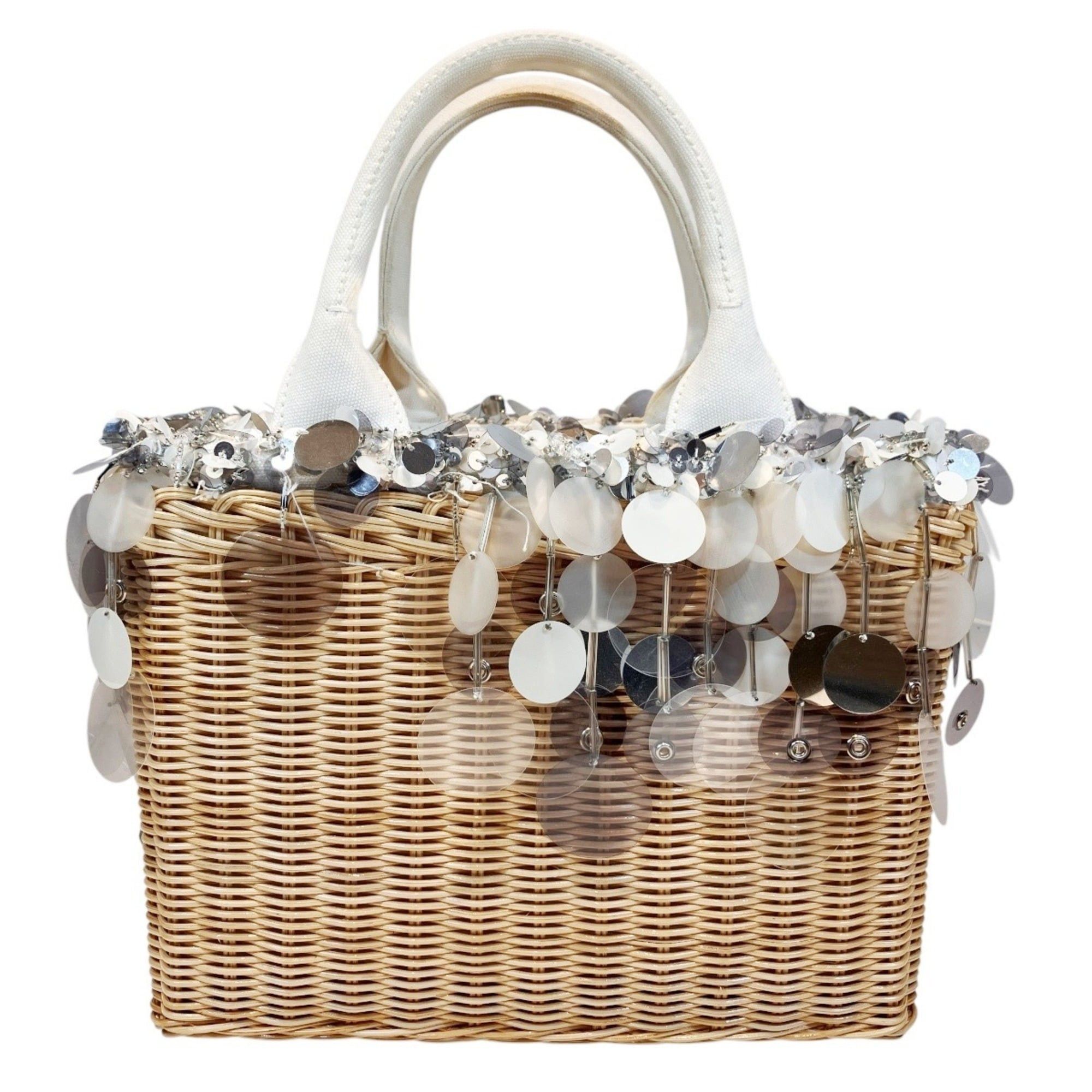 Prada Prada wicker basket bag handbag rattan cotton sequin Size ONE SIZE - 1 Thumbnail