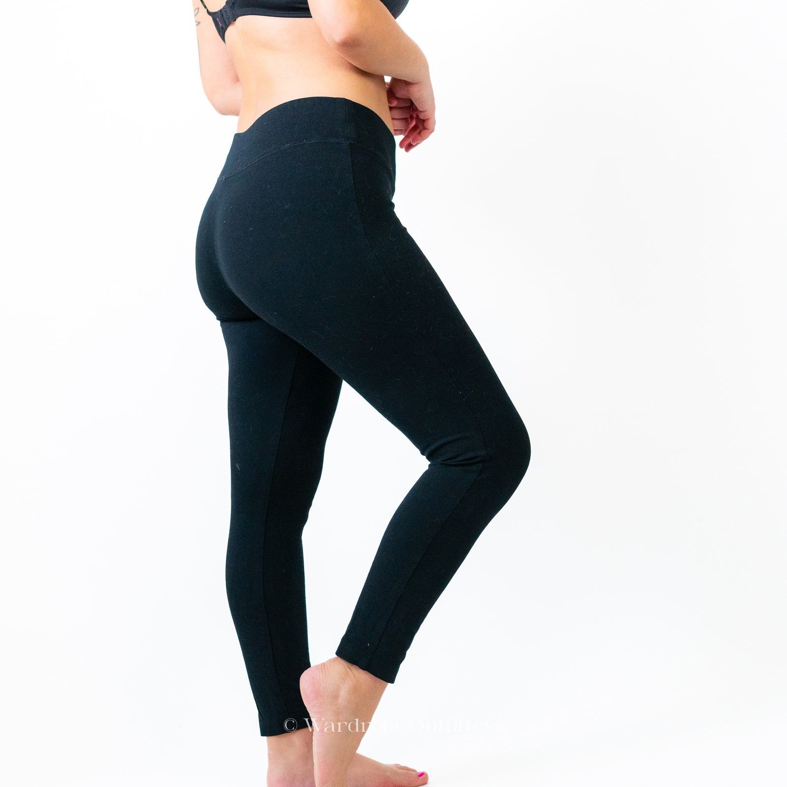 Designer Black Full Length Leggings Size 30" / US 8 / IT 44 - 3 Thumbnail
