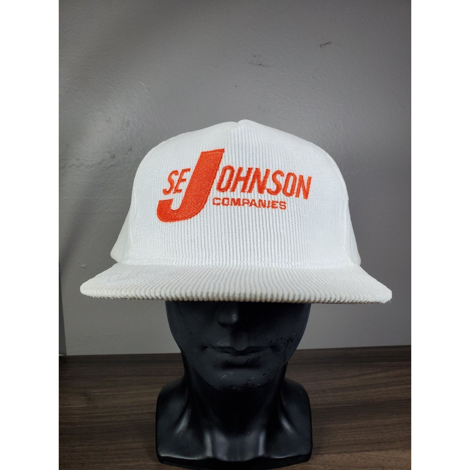 Vintage SE Johnson Companies White Corduroy Trucker Hat Snapback Cap Size ONE SIZE - 3 Thumbnail
