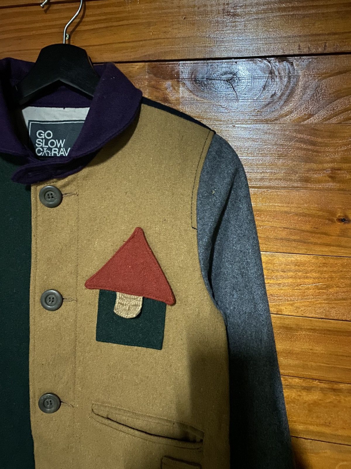 go slow caravan GO SLOW CARAVAN Patchwork Wool Jacket – Vintage Japanese Size US XS / EU 42 / 0 - 6 Thumbnail