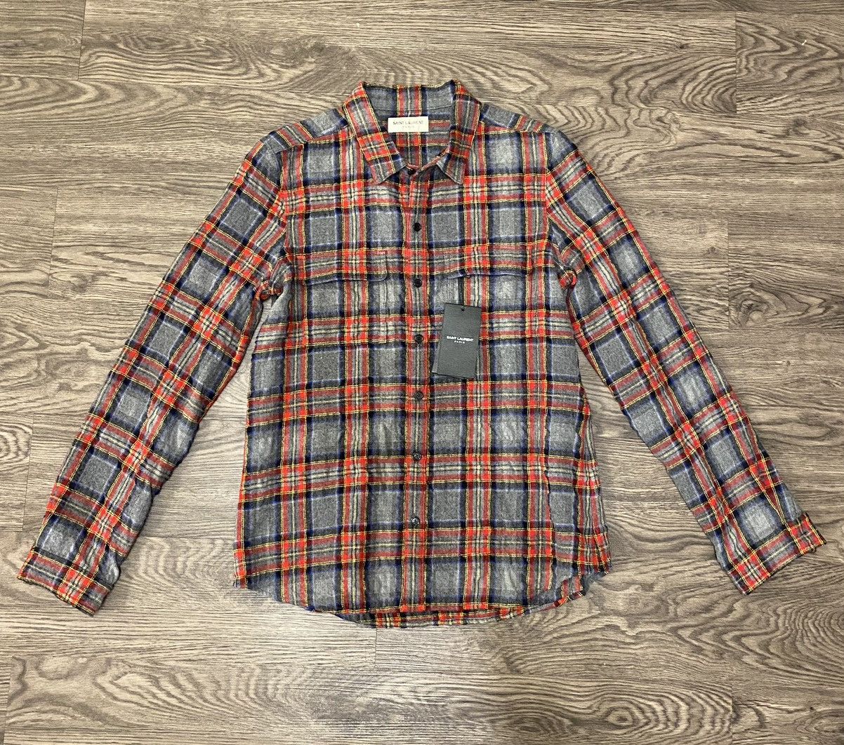 image of Saint Laurent Paris Classic Western Shirt In Wool & Cotton, Men's (Size Small)