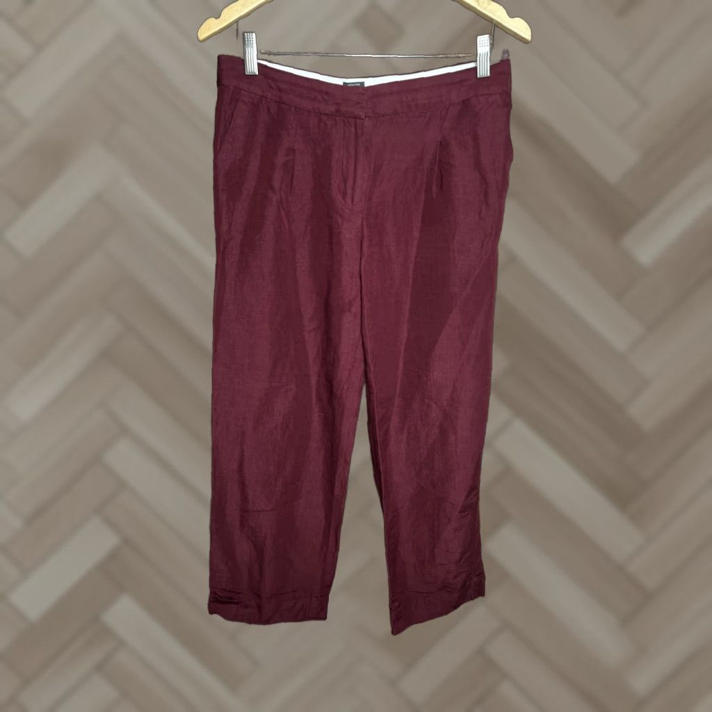 Talbots Talbots Women Pants Rayon Linen Size 4 Wide-Leg Flat Front Red Dress Pants Office Casual 31 in Inseam- 4 Regular Size 27" / US 4 / IT 40 - 1 Thumbnail