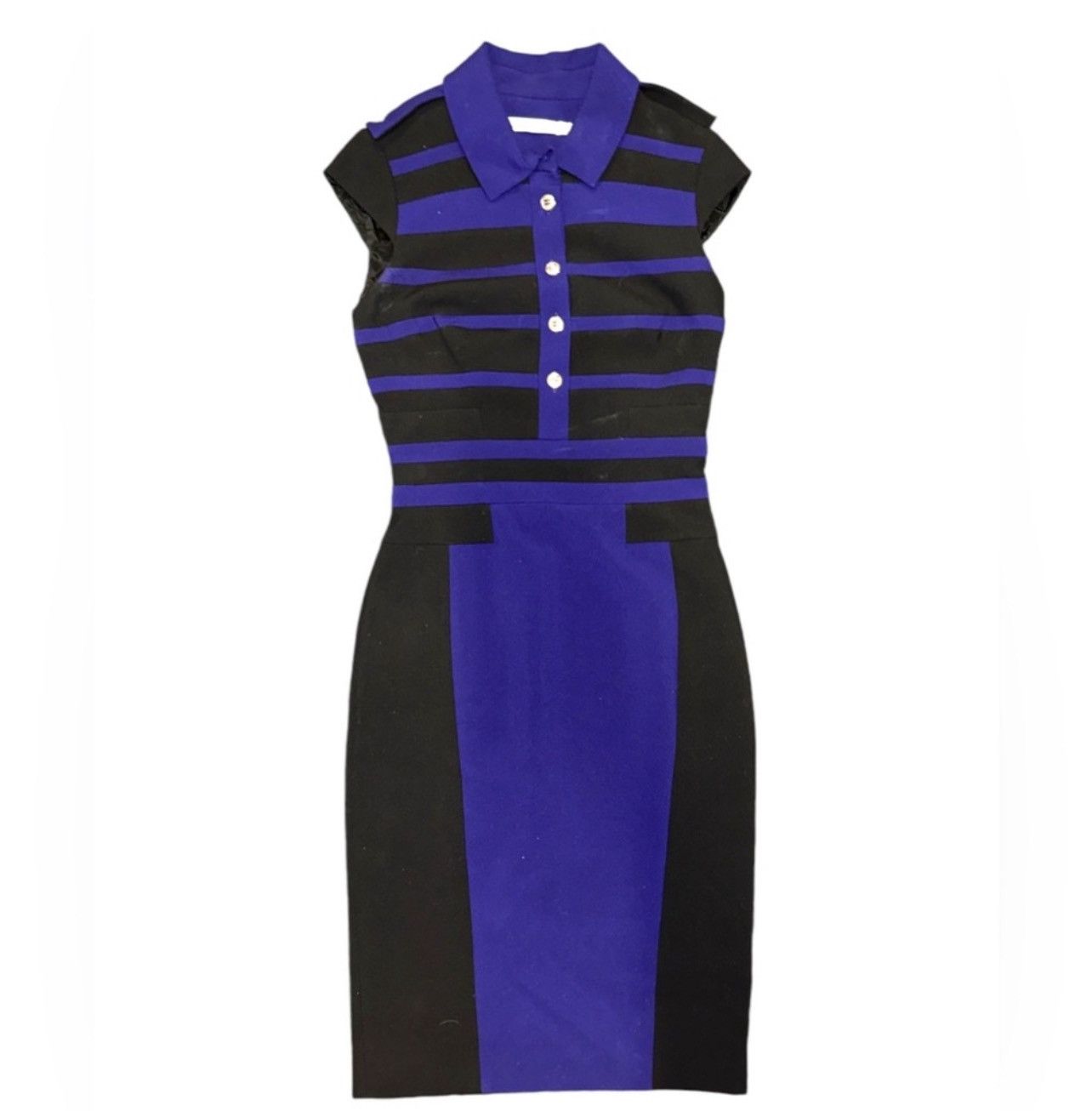 Karen Millen Karen Millen Purple Striped Shirt Midi Business Luxury Dress Size S / US 4 / IT 40 - 4 Thumbnail
