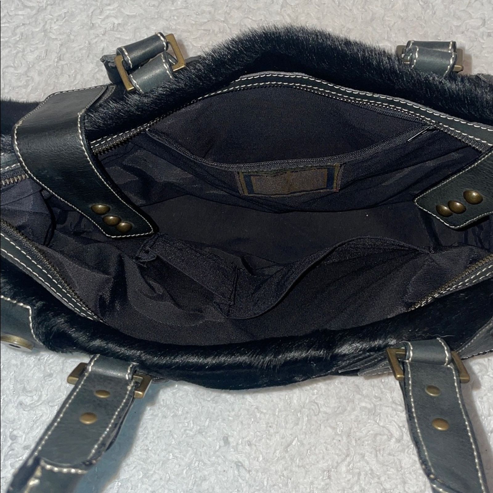 Other Guia’s Y2K Calf Hair Studded Tote Bag Black Size ONE SIZE - 14 Thumbnail