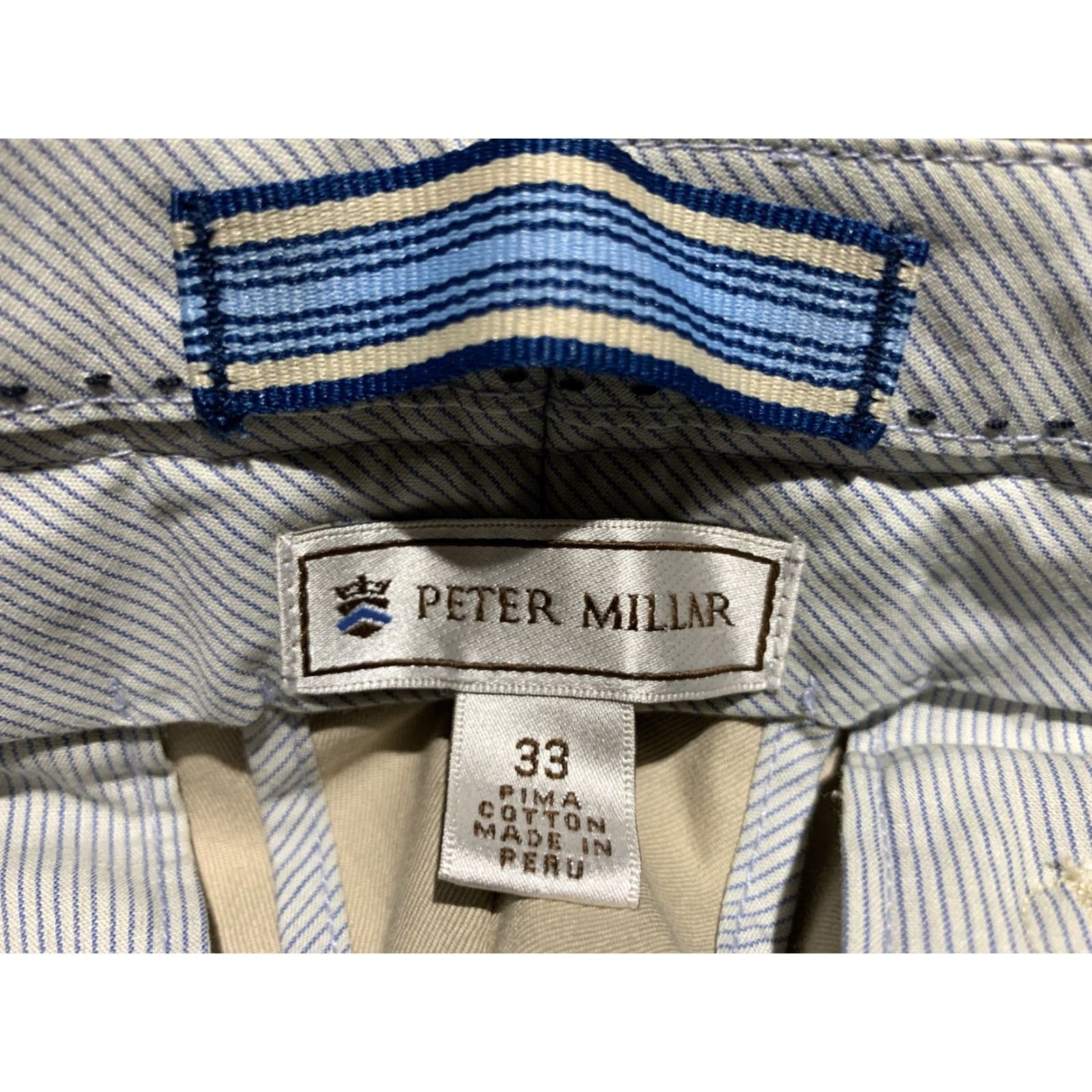 Peter Millar VINTAGE Peter Millar Men's Shorts 33 Khaki Pima Cotton Pleated Chino Regular Size Beige Size US 33 - 5 Thumbnail