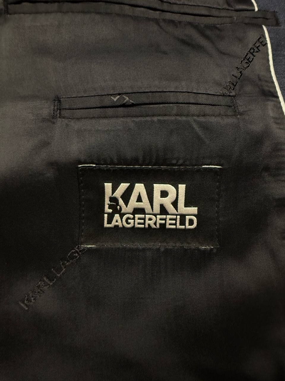 Karl Lagerfeld Karl Lagerfeld Blue Textured Blazer Size 46R - 6 Thumbnail
