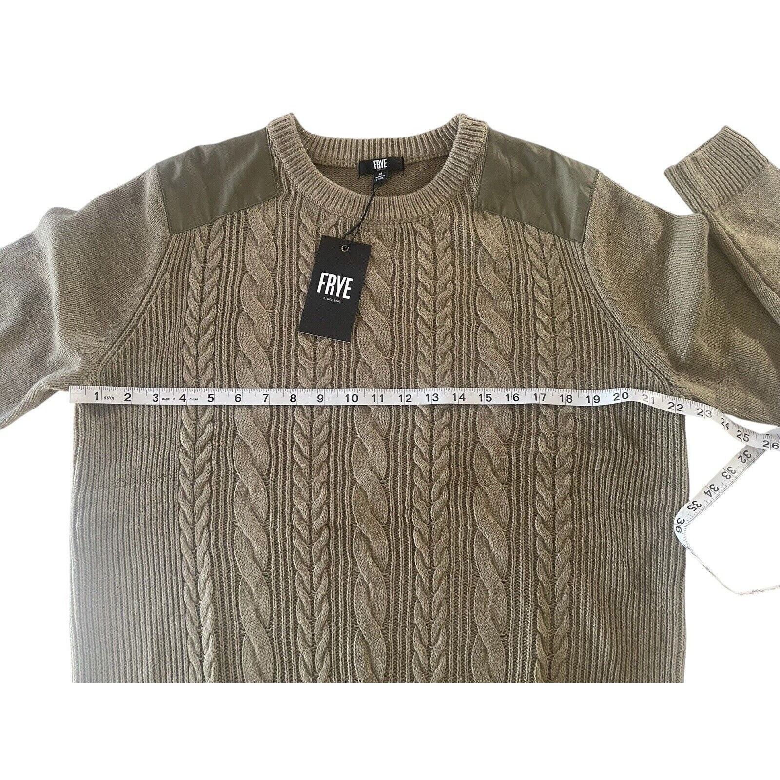 Frye Frye Men’s Olive Green Sweater Cable Knit Size Medium NWT Size US M / EU 48-50 / 2 - 3 Thumbnail