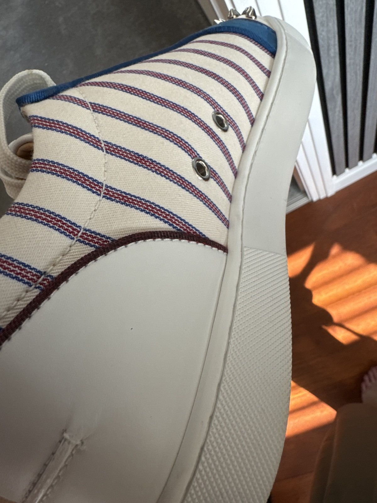 Christian Louboutin Christian Louboutin Blue & White With Red Stripe Size US 12 / EU 45 - 18 Thumbnail