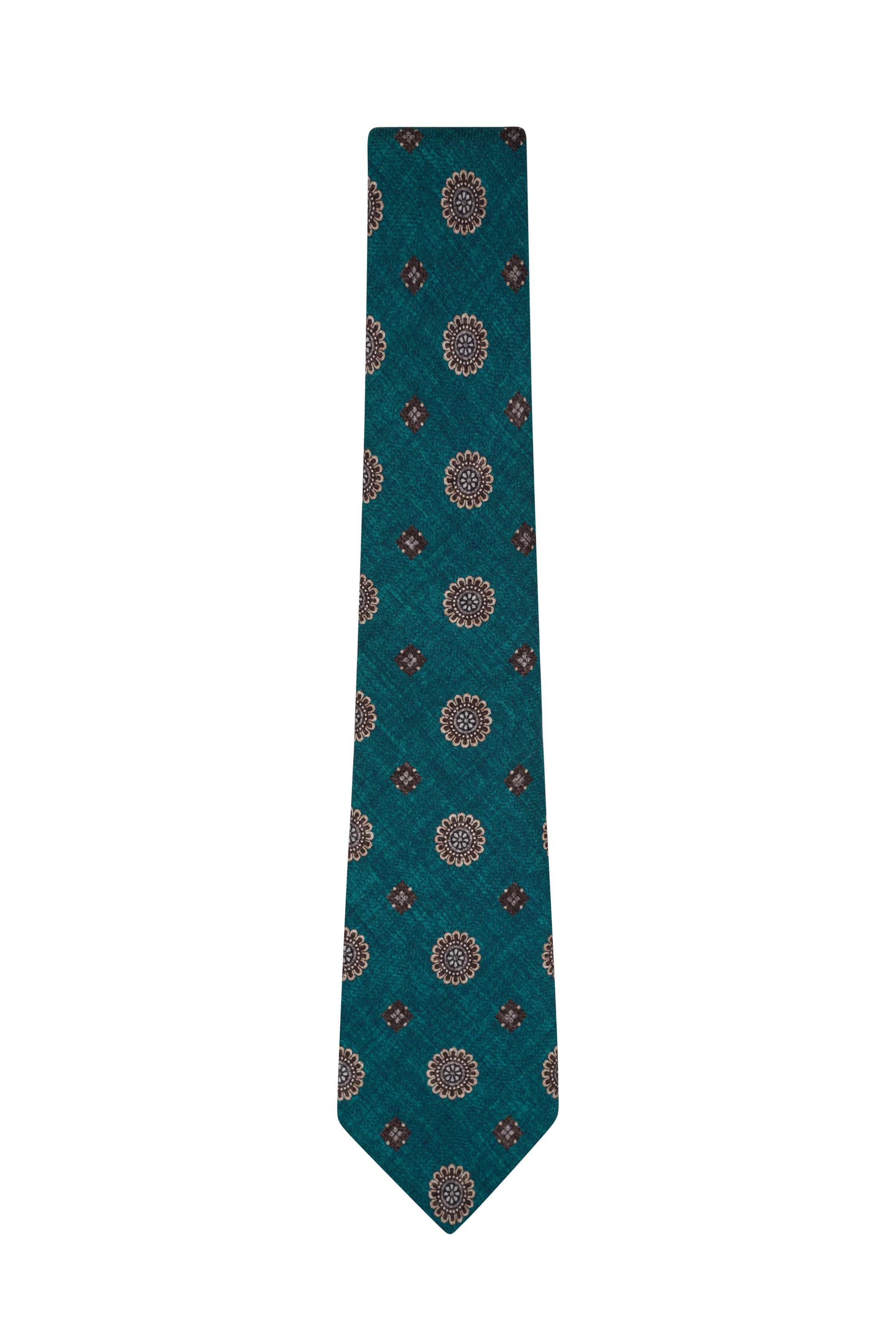 Kiton o1mtch0225 Size: OS/Round Paisley Silk Necktie in Teal Size ONE SIZE - 1 Thumbnail