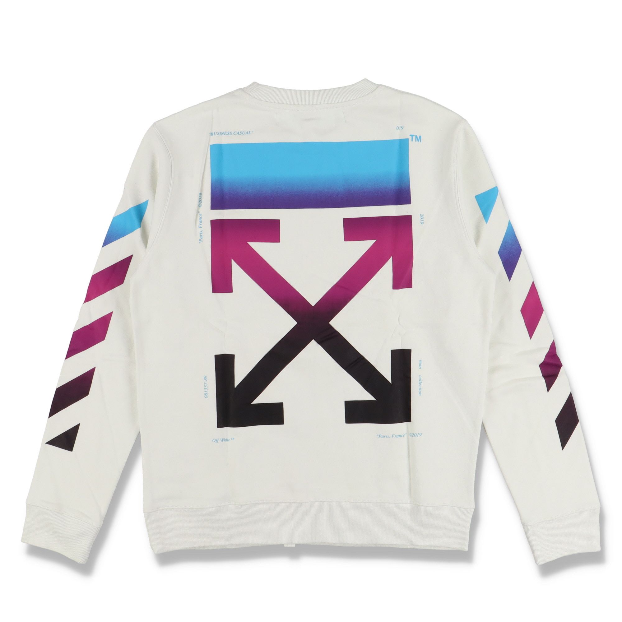 image of Off White White Gradient Diag Arrows Sweatshirt, Men's (Size 2XL)