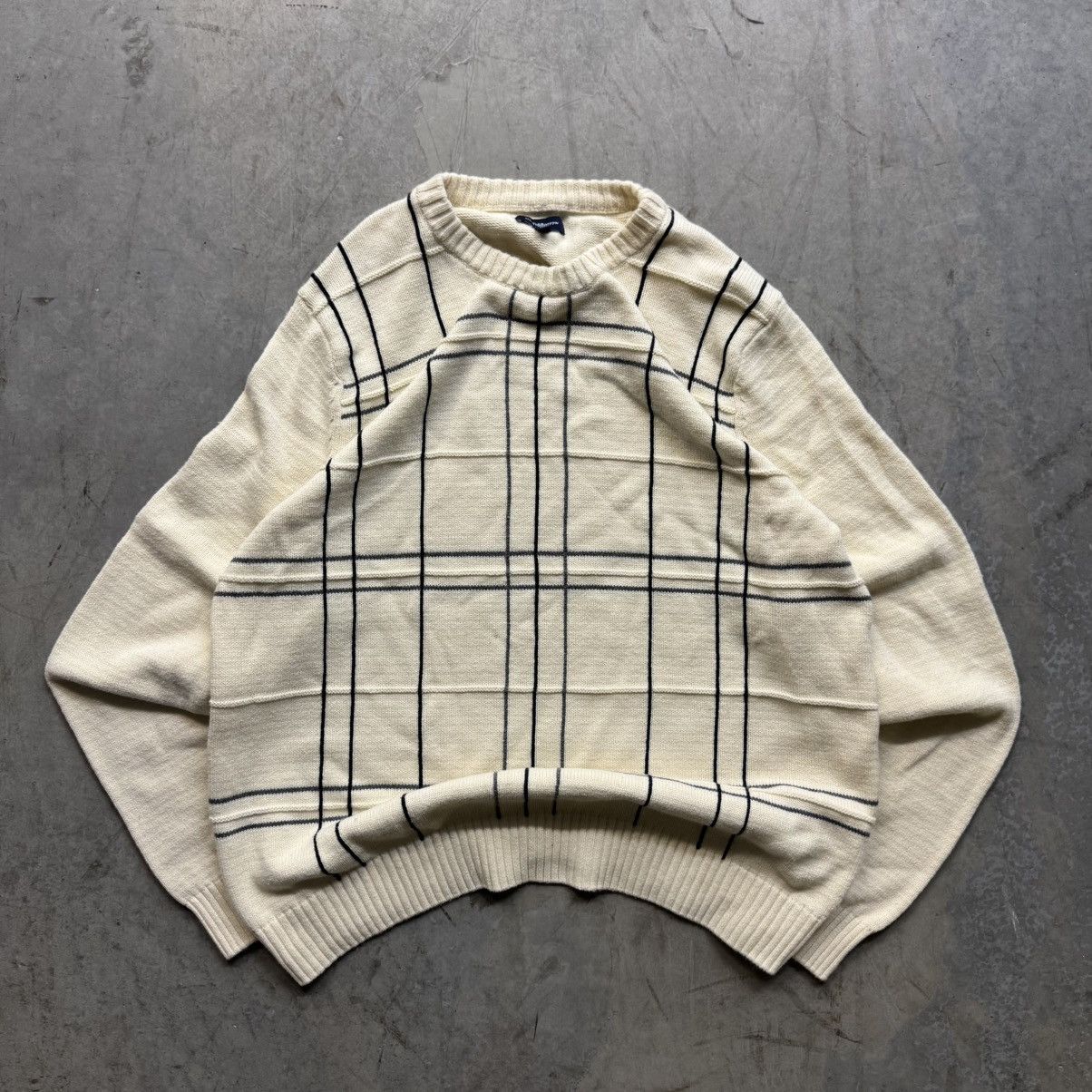 Croft & Barrow Vintage 90s Y2K Croft & Barrow Cream Knit Sweater Grid Size US M / EU 48-50 / 2 - 1 Thumbnail