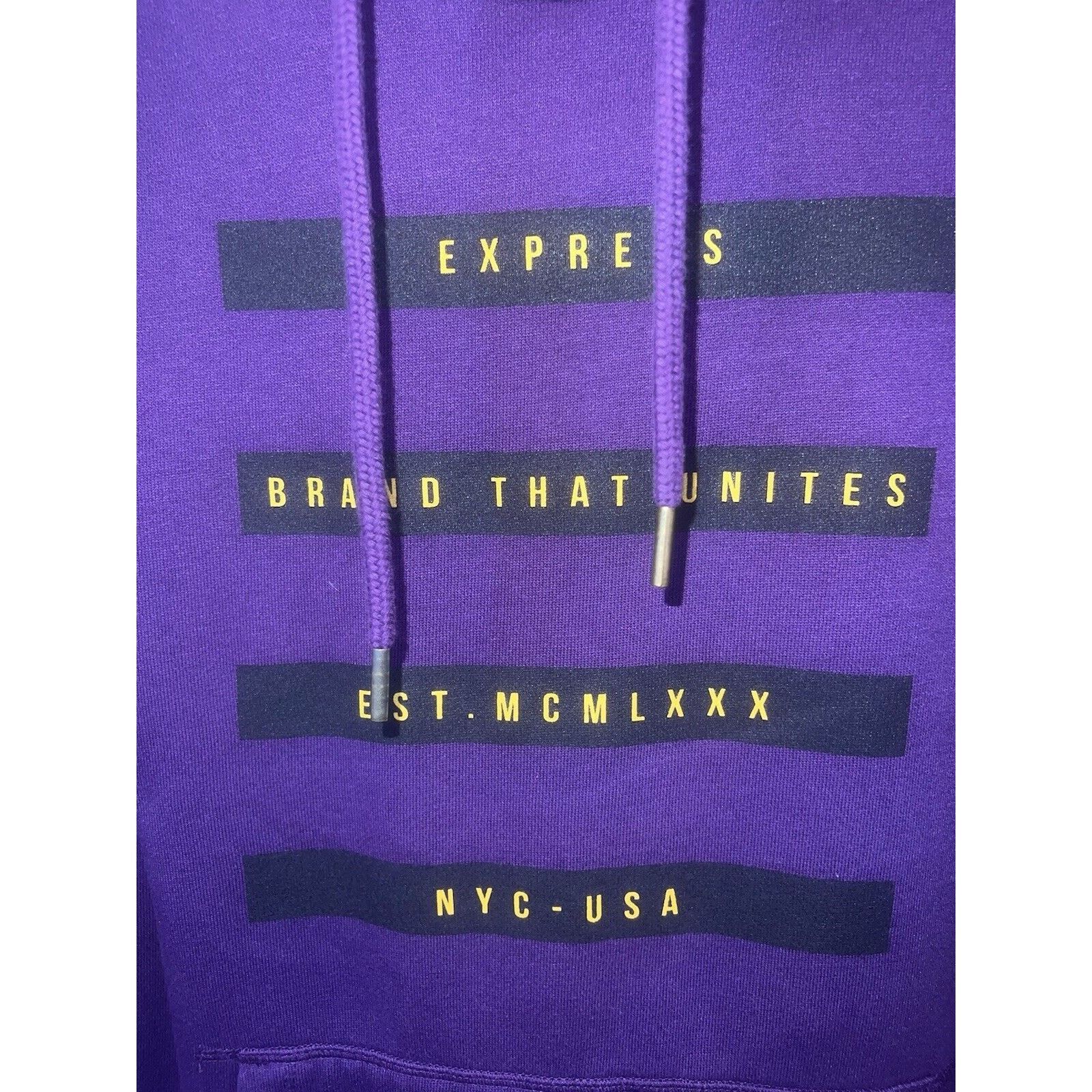 Express Express Men’s Hoodie Purple Size Medium Sweat Shirt Size US M / EU 48-50 / 2 - 2 Thumbnail
