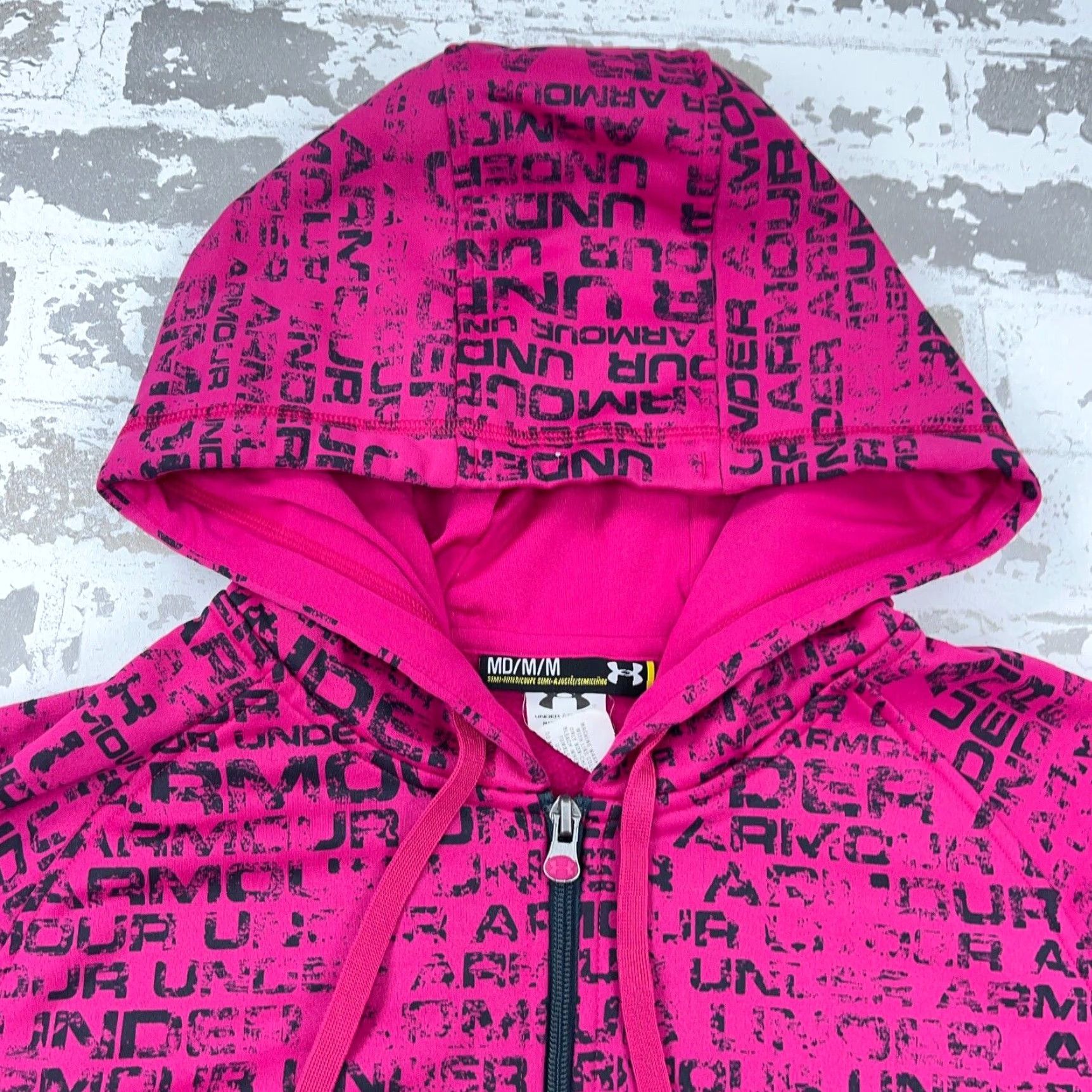 Under Armour VINTAGE Under Armour Hoodie Women Medium Pink Sweatshirt Jacket Simi Fitted AOP All Over Size M / US 6-8 / IT 42-44 - 4 Thumbnail