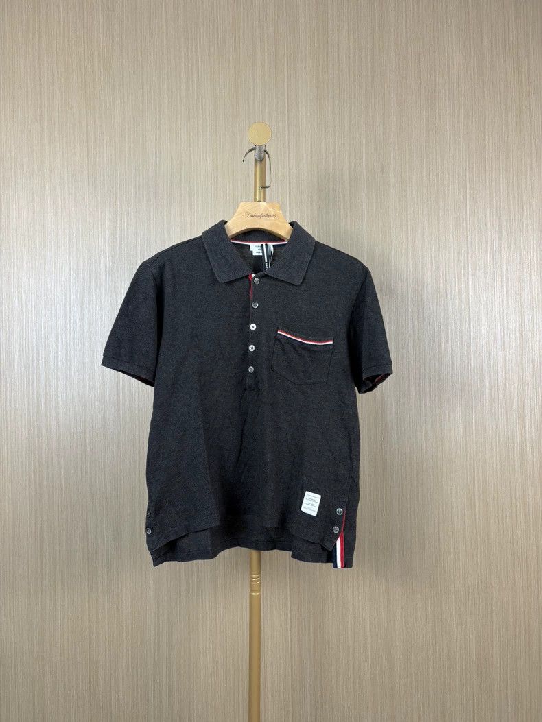Thom Browne Thom Browne Gray dotted stripe polo shirt Size US XS / EU 42 / 0 - 1 Thumbnail
