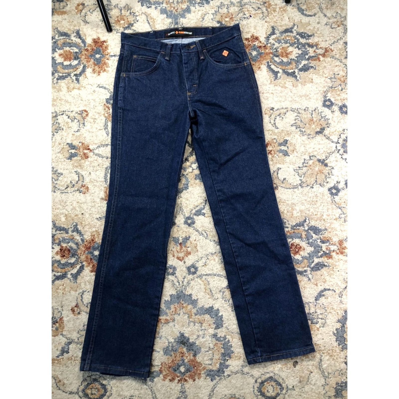 Wrangler Wrangler Jeans Mens 30x32 Blue Dark Wash Slim Straight Flame-Resistant Pockets FR 34 ATPV 10FR36MWZ Clean Denim Accessories Not Included Size US 30 / EU 46 - 2 Thumbnail