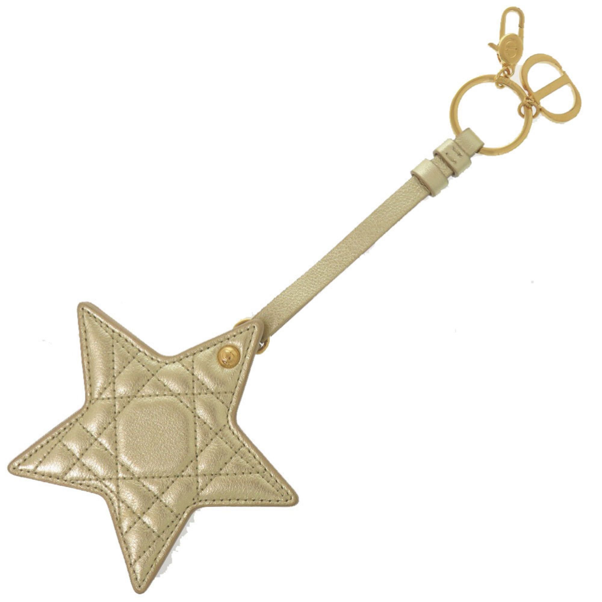 Dior Christian Dior Like New Dior Cannage Star Keychain with Mirror, Gold Hardware, 43MA 0294, Leather, Charm 0644Dior Size ONE SIZE - 1 Thumbnail