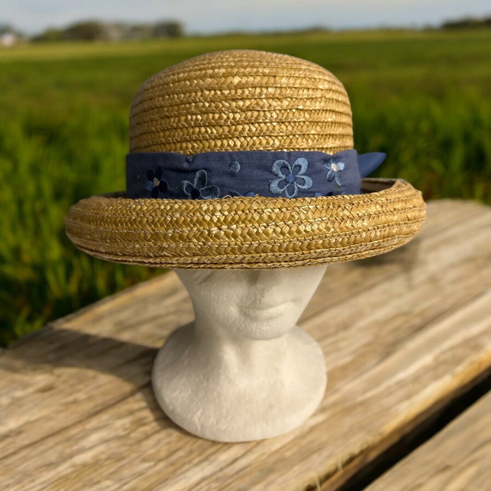 Vintage Vintage Kentucky Derby Acrylic Straw Hat With Floral bandana Size ONE SIZE - 1 Thumbnail