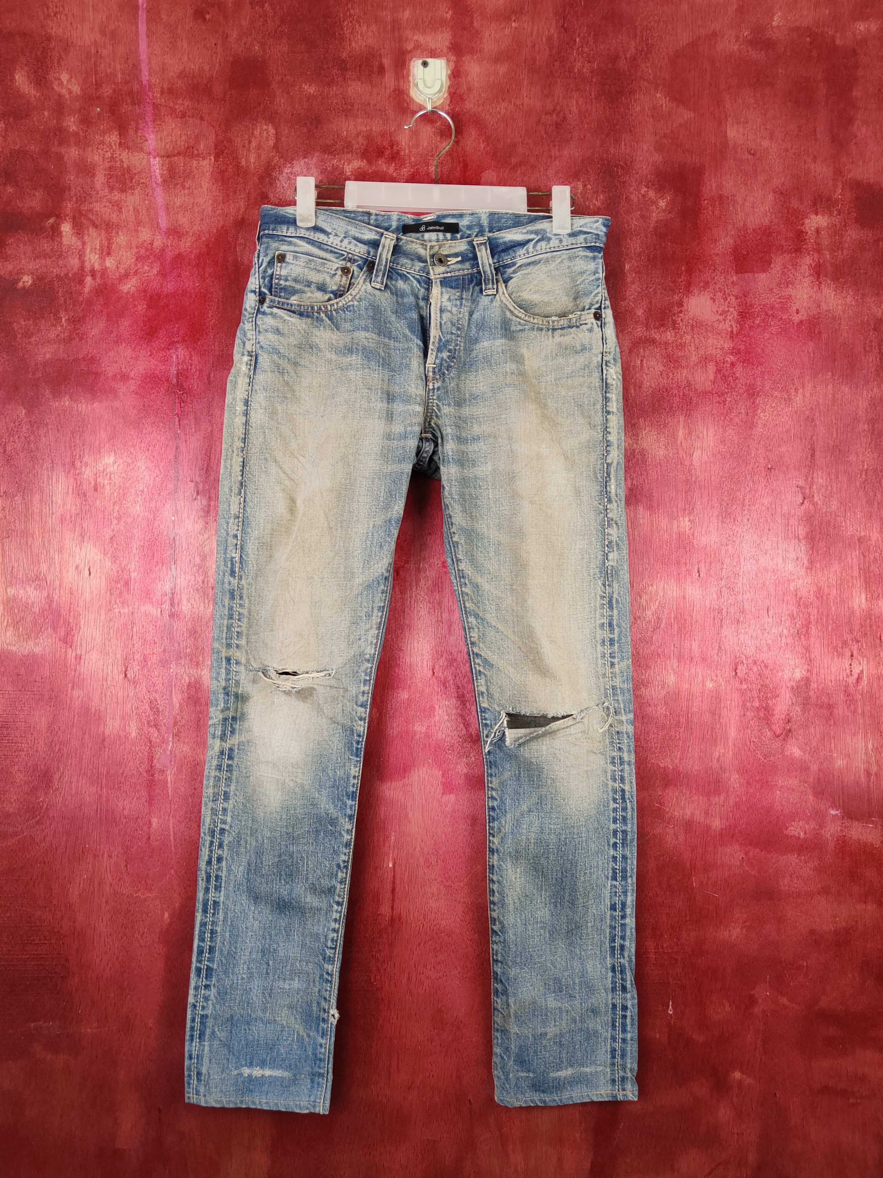 image of Distressed Denim x John Bull Blue Faded Distressed Ripped Jeans S1698Dl in Blue Denim (Size 30)