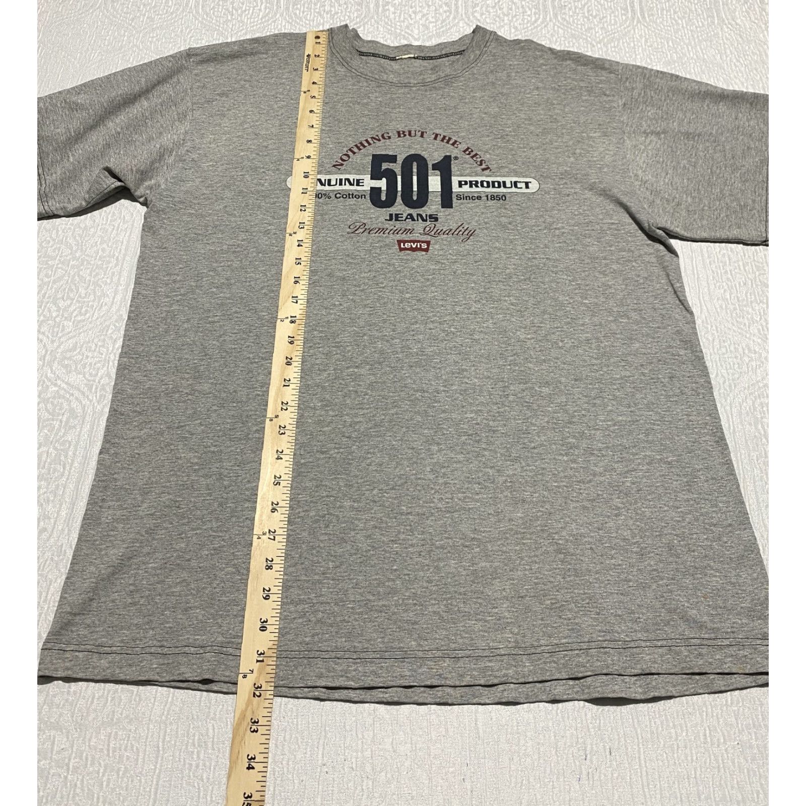 Levi's Levis 501 Shirt Mens XL Gray Graphic Tee Cotton Casual Crew Neck Logo Vintage? No (but must reflect). Size US XL / EU 56 / 4 - 7 Thumbnail