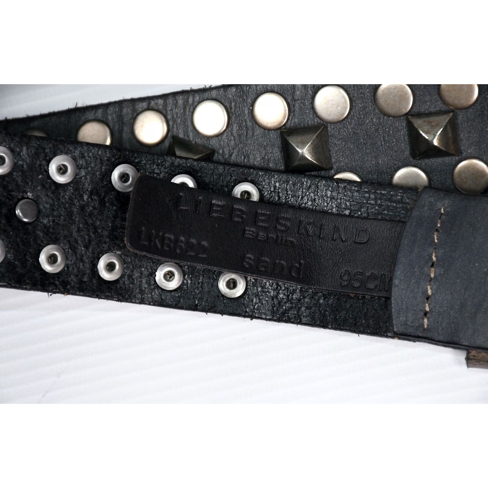 Vintage Liebeskind Berlin LKB622 Leather Studded Women's Belt 95cm Gray Studded Belt Women 95cm Leather Waist Belt Size ONE SIZE - 6 Thumbnail