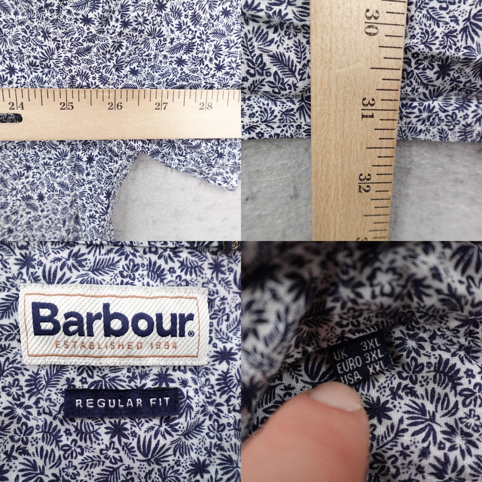 Barbour Barbour Shirt Mens 2XL Blue White Ditsy Floral Print Button-Up Camp Lightweight Shirt Size US XXL / EU 58 / 5 - 8 Thumbnail