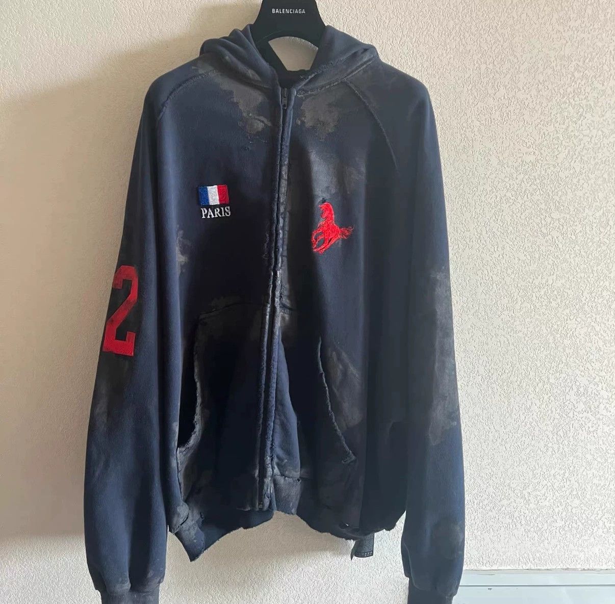 Balenciaga Balenciaga 2022FW Polo Set Runway Mud-Dyed Horse Hoodie Size US M / EU 48-50 / 2 - 2 Thumbnail