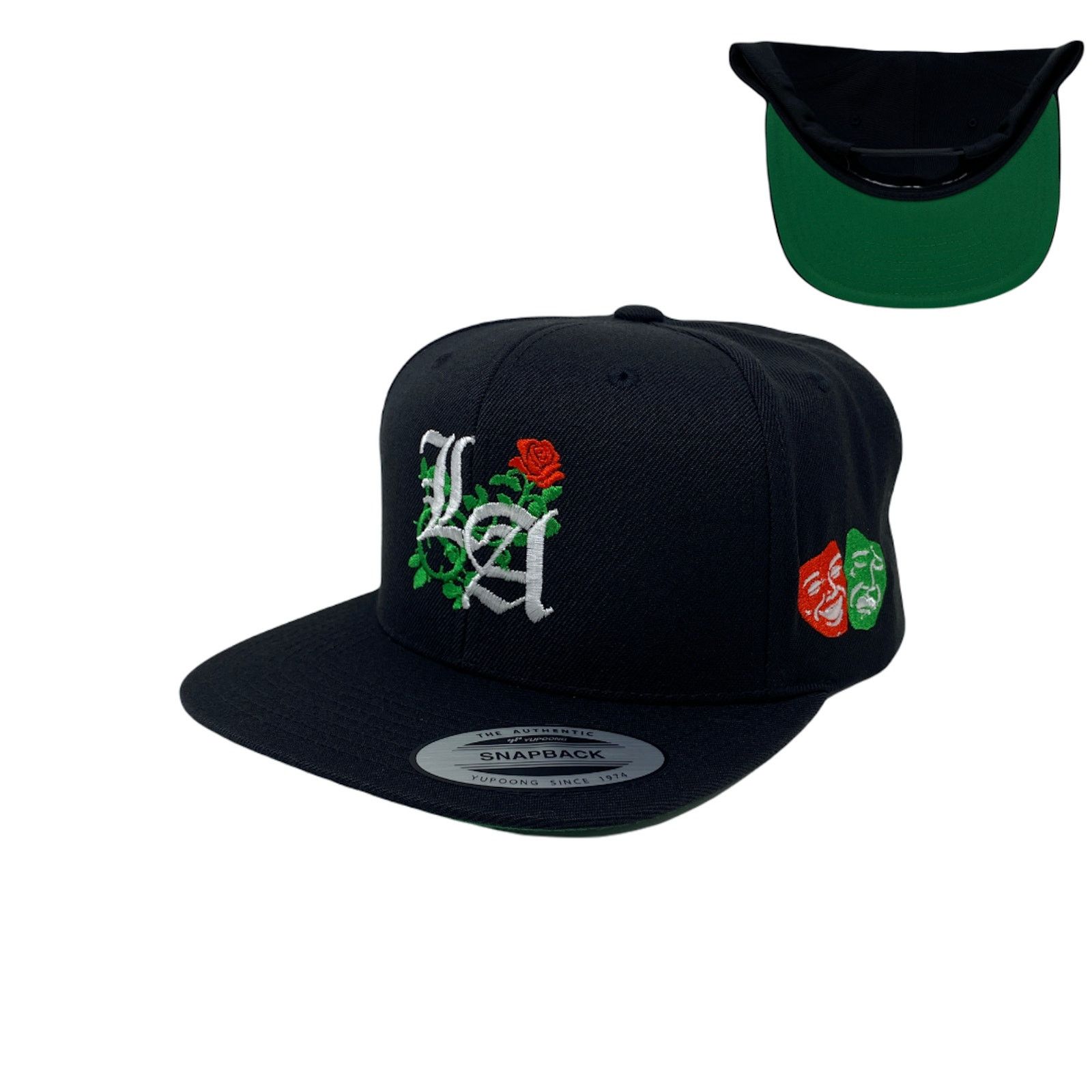 Other Los Angeles Laugh Now RED Cry Later GREEN Masks Snapback Hat Size ONE SIZE - 1 Thumbnail