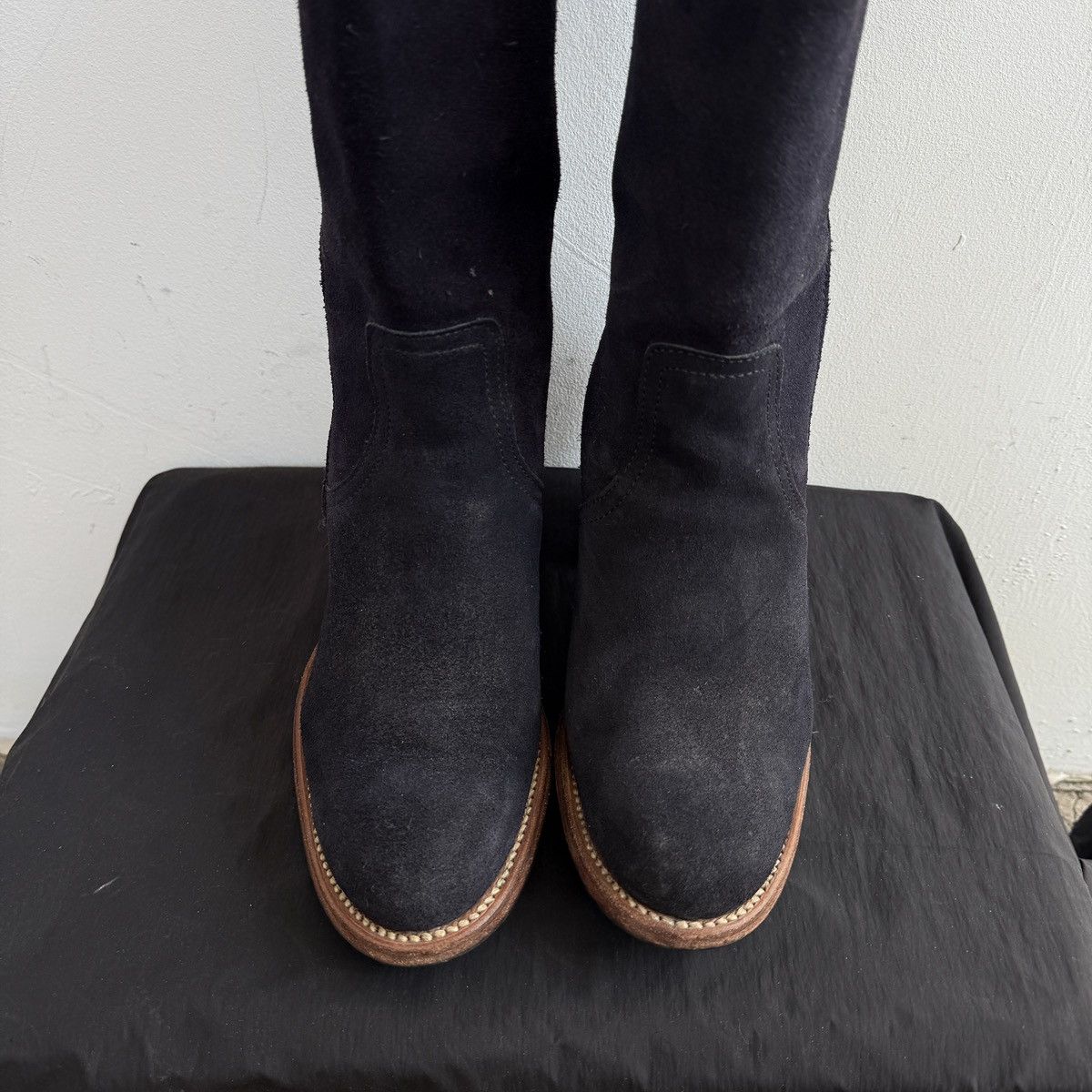 Other Primeboots Hand Made Suede Navy Asymetric Zip Boots Size US 8 / IT 38 - 6 Thumbnail