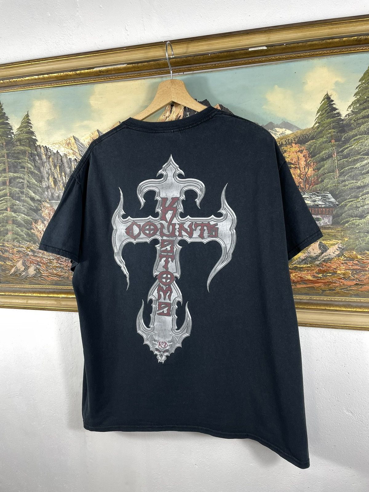 Affliction Black Vintage Retro Y2k Cross Tribal T shirt Baggy Opium Size US L / EU 52-54 / 3 - 3 Thumbnail