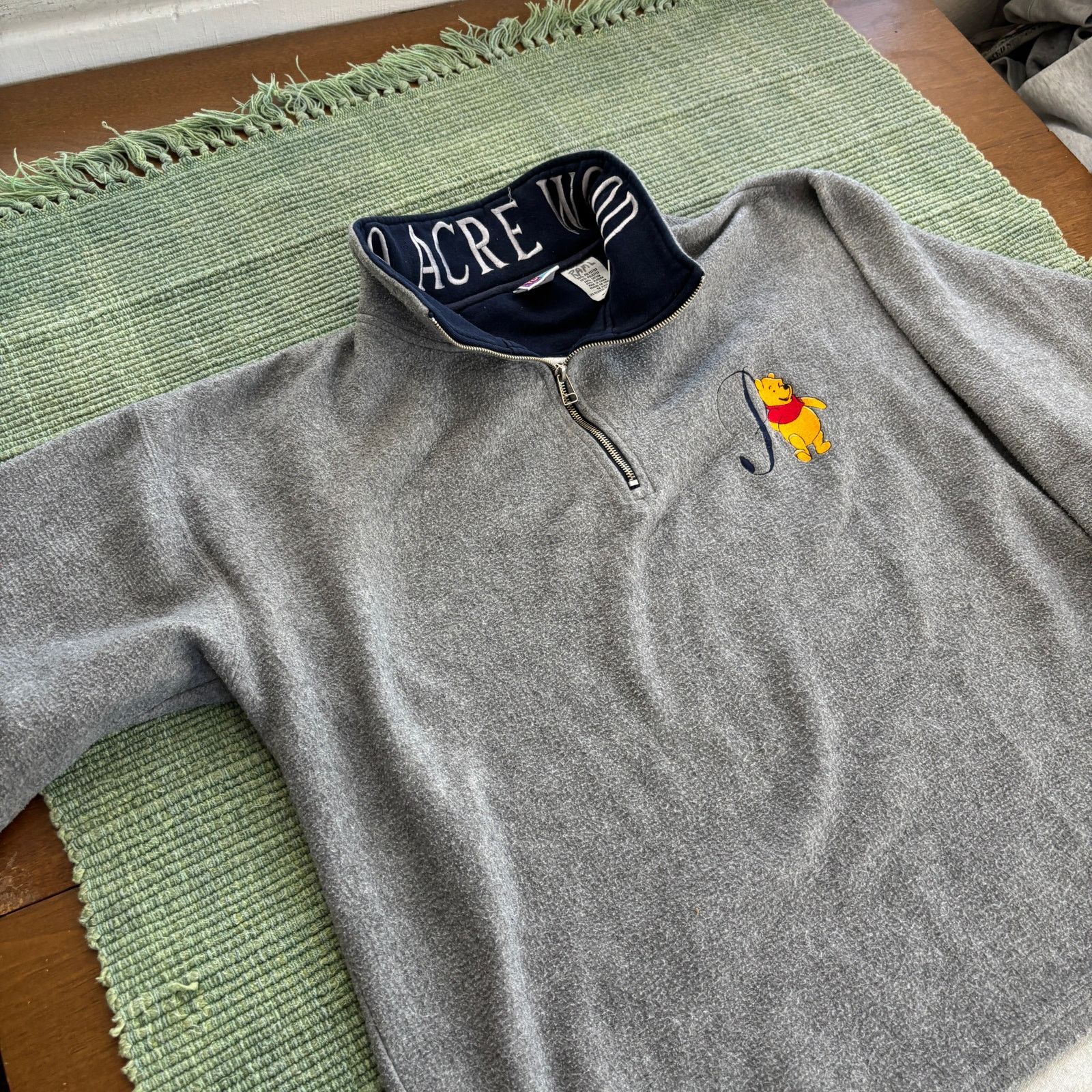 Vintage Vintage Winnie The Pooh Gray Fleece Quarterzip Sweatshirt Size US XL / EU 56 / 4 - 6 Thumbnail