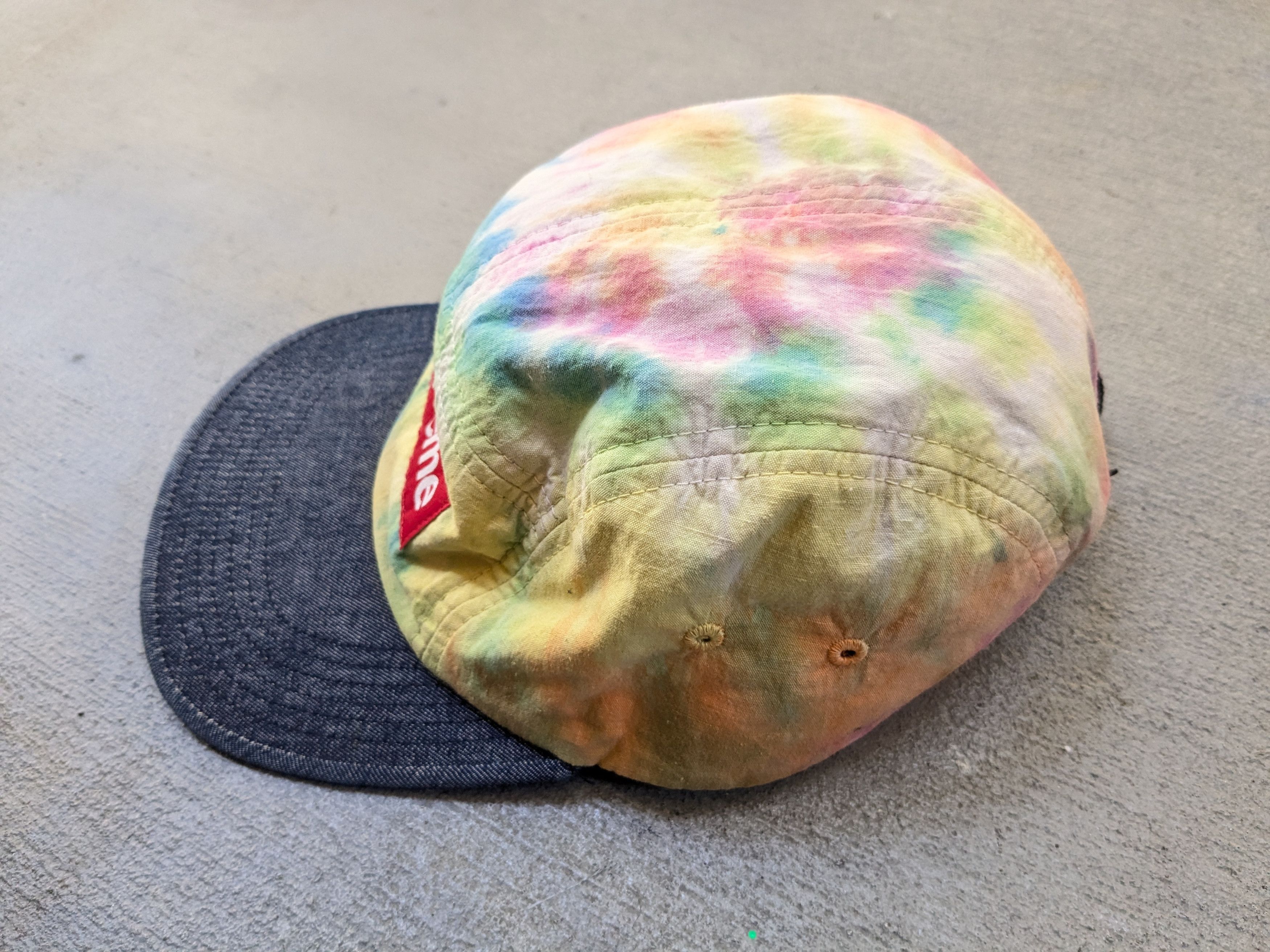 Supreme Supreme Tie Dye Camp Cap 5 Panel Rainbow Denim SS13 Size ONE SIZE - 8 Thumbnail