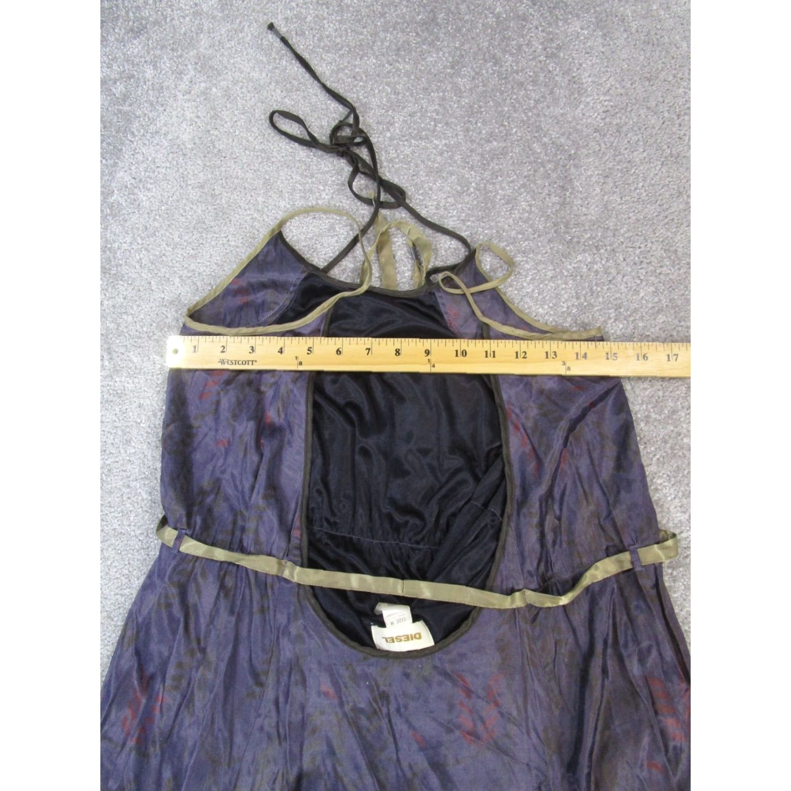 Vintage Diesal Dress Womens M Purple Satin Wrap Halter Knee Length Viscose Blouson A-Line Sheath Shift Size M / US 6-8 / IT 42-44 - 5 Thumbnail