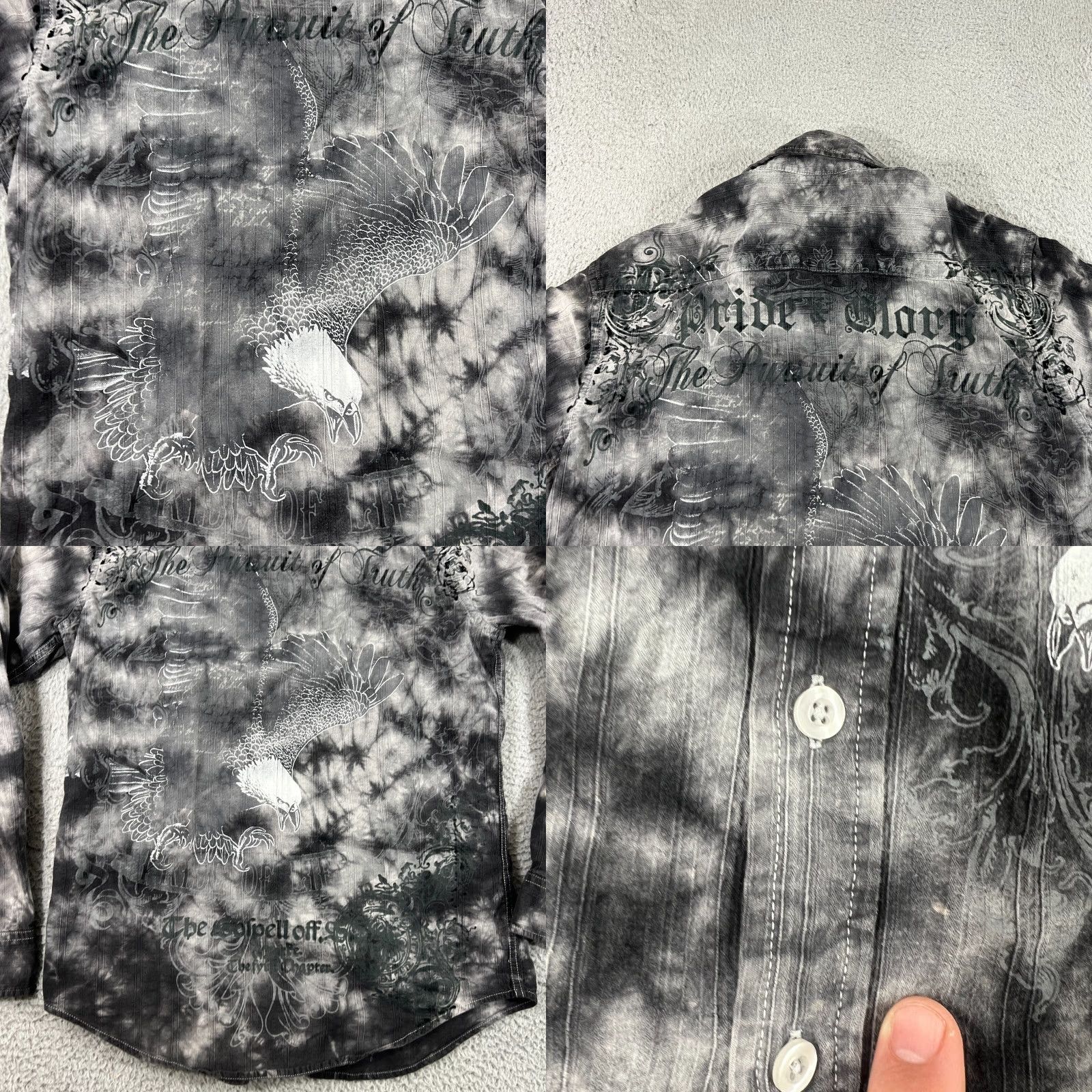 Etro VINTAGE Helix Button Up Shirt Gray Mens Small Long Sleeve Graphic Print Grunge Cybergoth Size US S / EU 44-46 / 1 - 8 Thumbnail