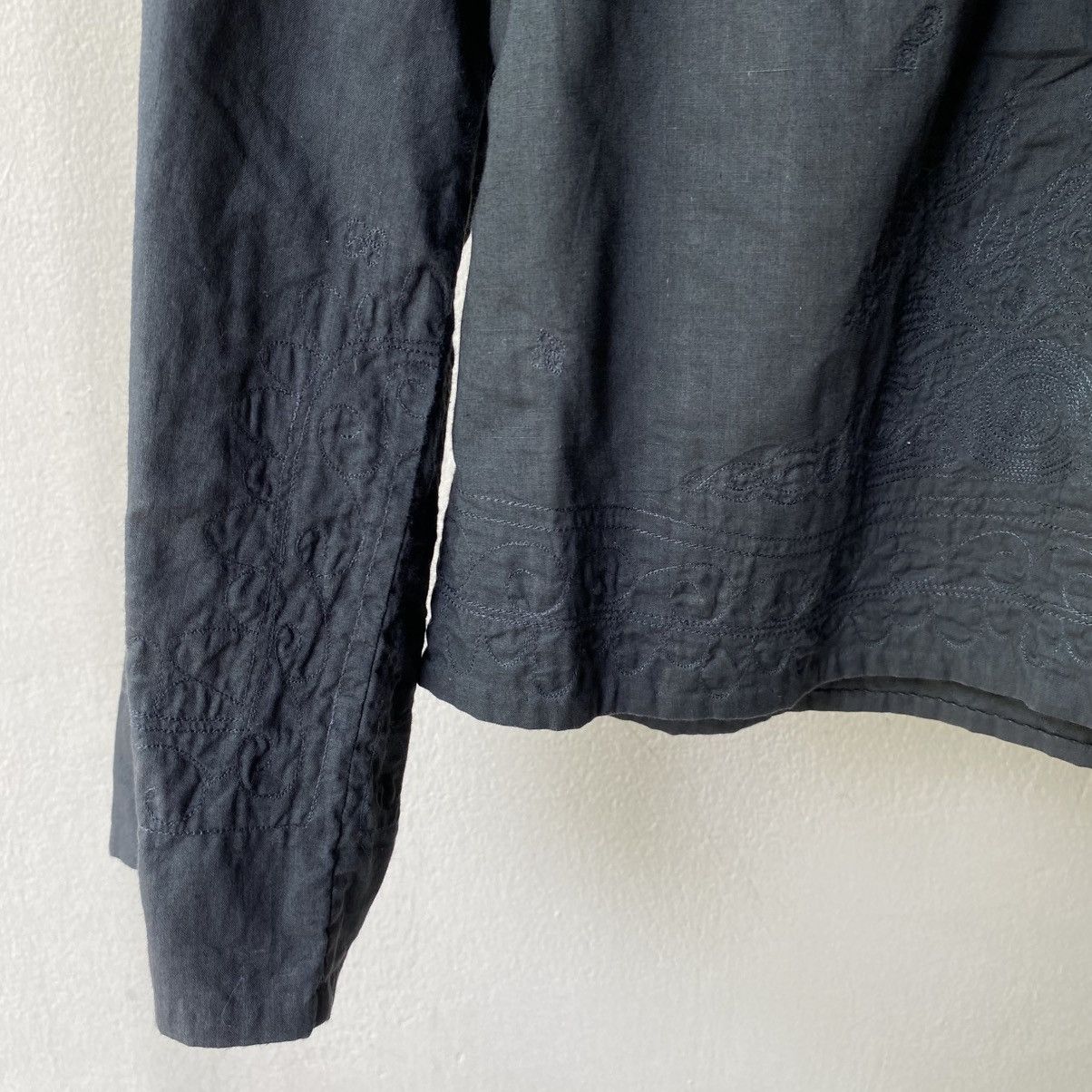 Issey Miyake Haath Dark Teal Embroidered Mandarin Shirt Size XS / US 0-2 / IT 36-38 - 12 Thumbnail
