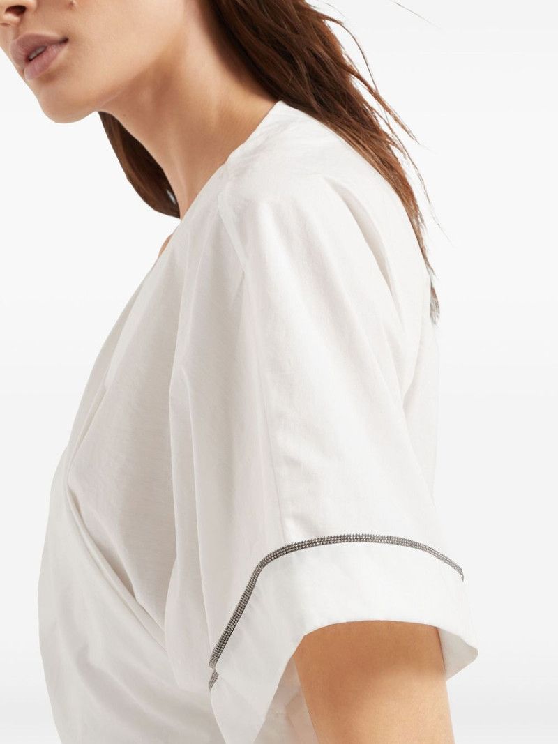 Brunello Cucinelli o1la1rc1a0326 Monili-Embellished Blouse in White Size L / US 10 / IT 46 - 4 Thumbnail