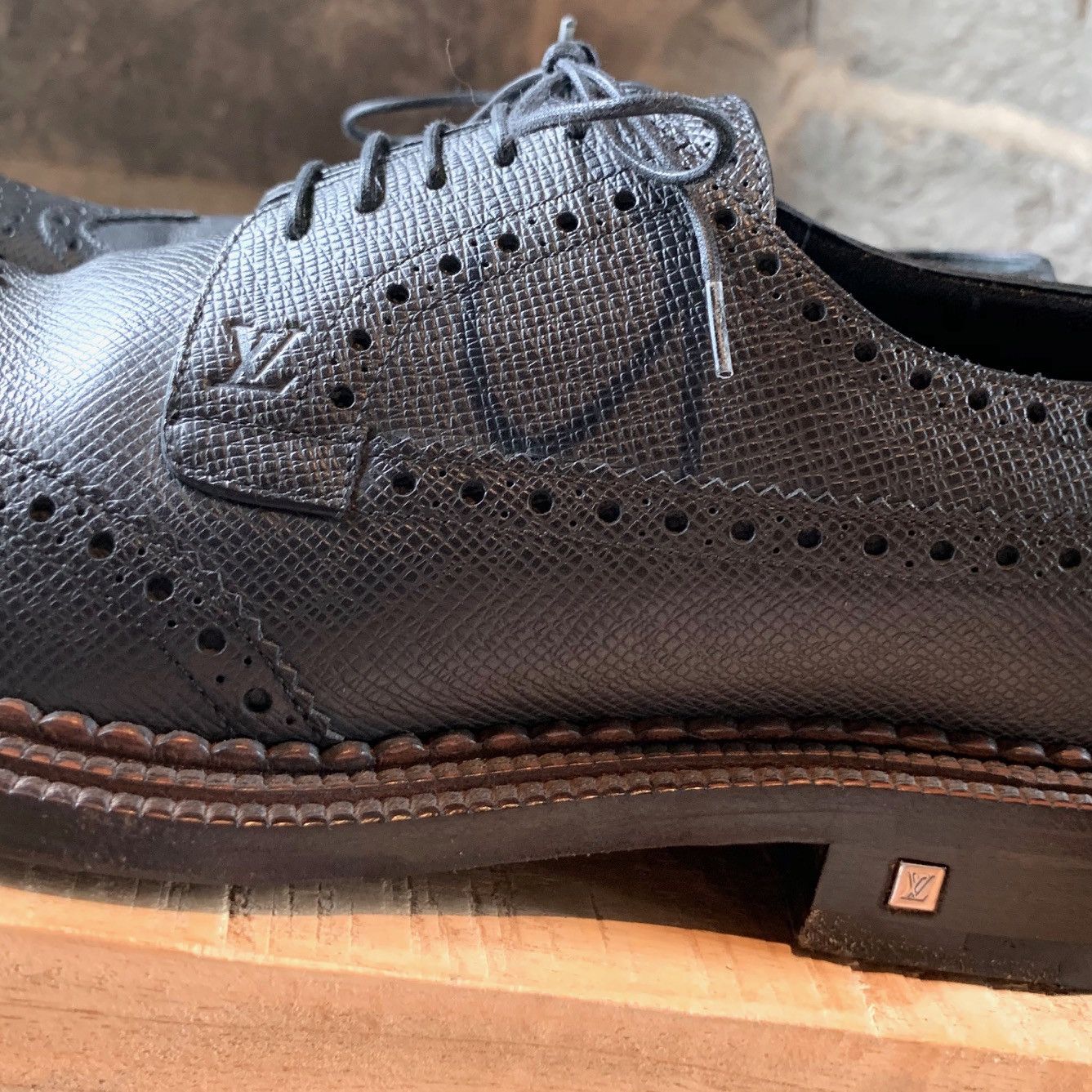 Louis Vuitton Louis Vuitton Derby Brogues Grey Leather Shoes Size US 8 / EU 41 - 6 Thumbnail
