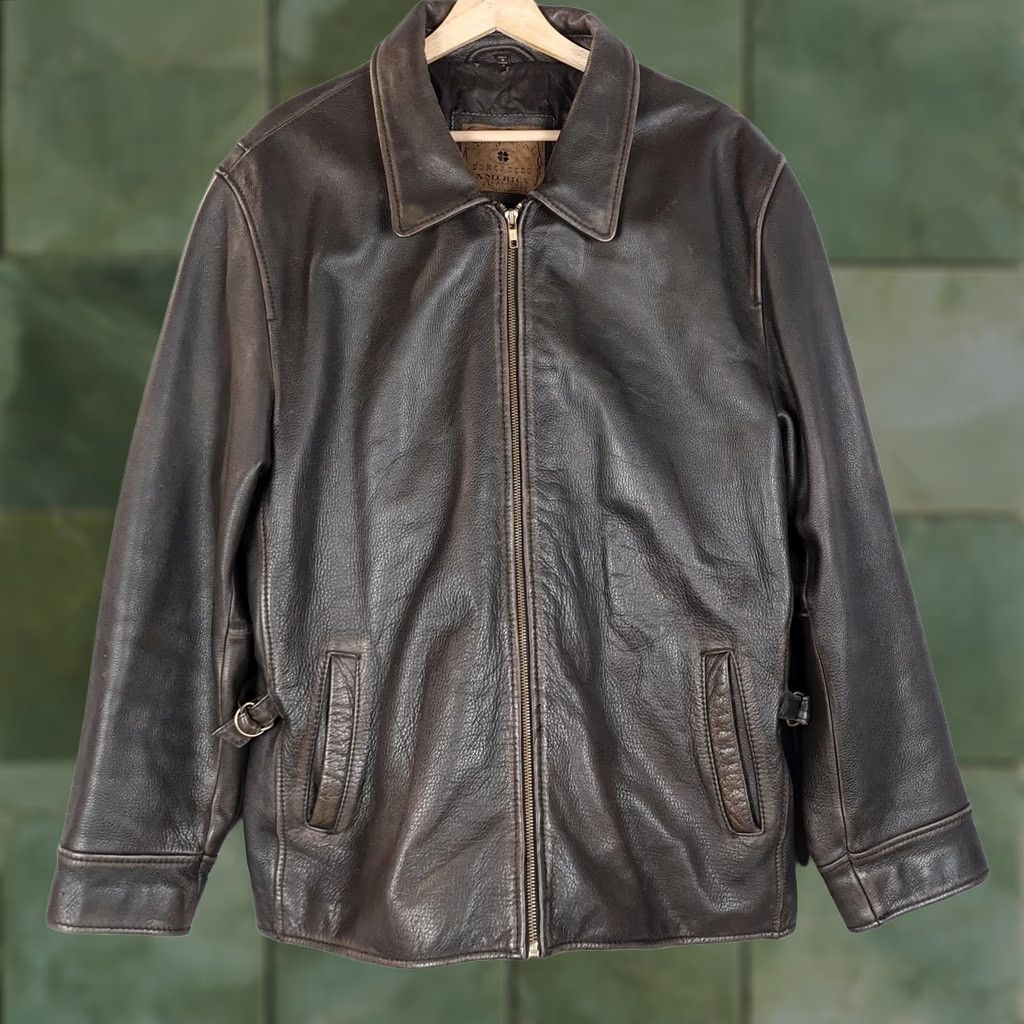 Lucky Brand Lucky Brand Jacket Mens XL Brown Leather Full Zip Lined Bomber Dungarees America Leather Size US 36 / EU 52 - 1 Thumbnail