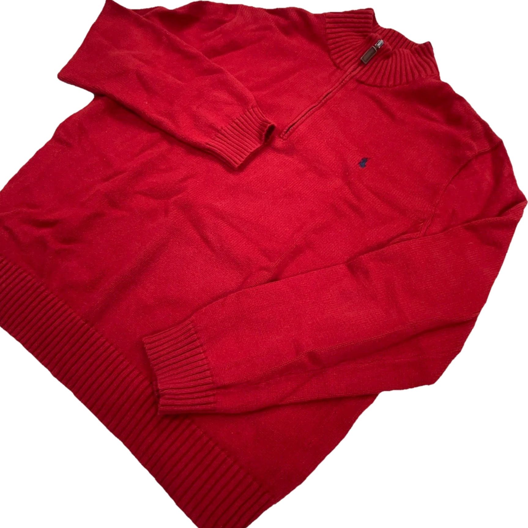 Polo Ralph Lauren Polo Ralph Lauren Sweater Men XL Red Quarter Zip Heavy Knit Ribbed Pullover Mens Size US XL / EU 56 / 4 - 5 Thumbnail