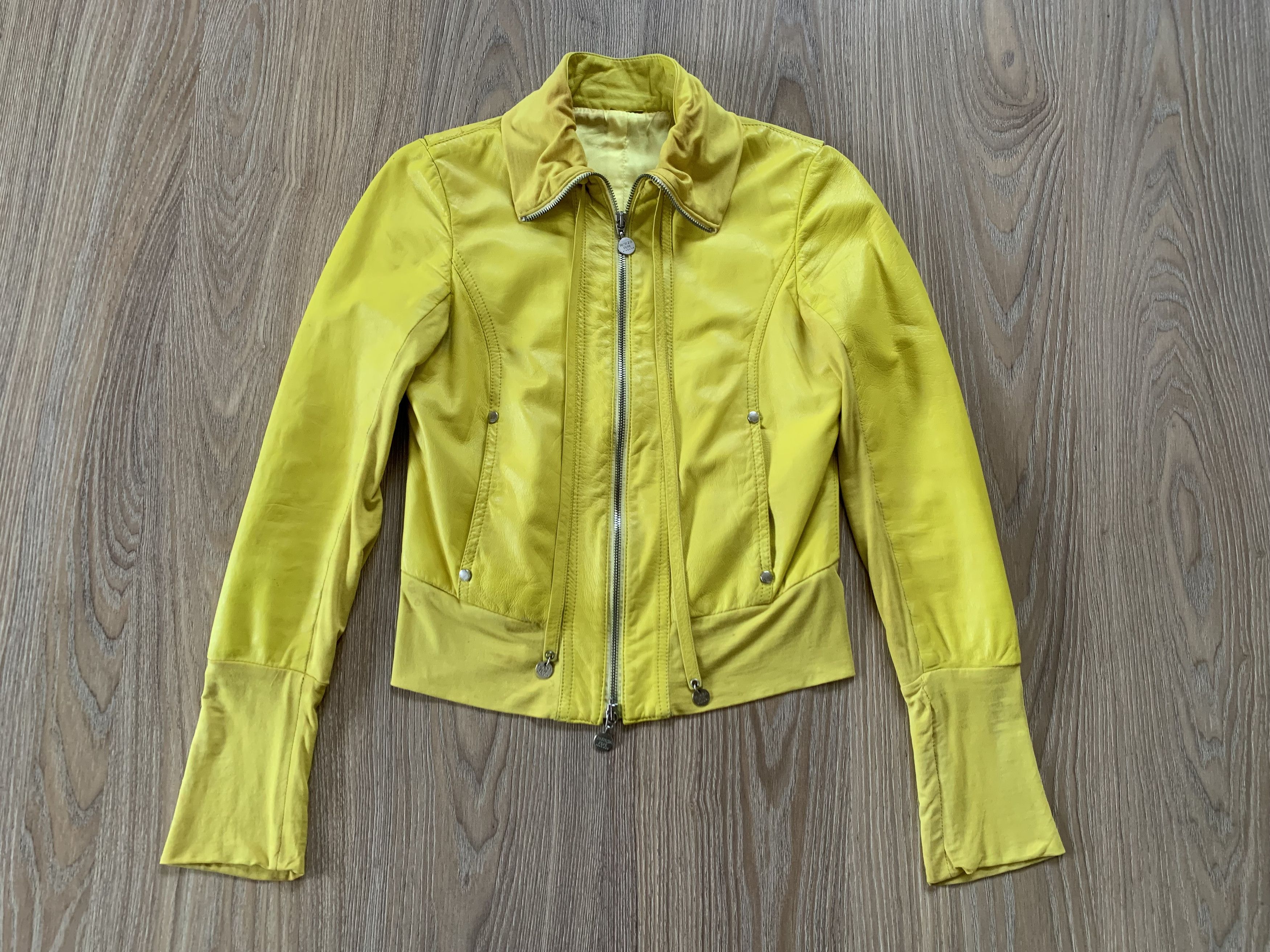 Patrizia Pepe Womens Patrizia Pepe Yellow Leather Jacket Size S / US 4 / IT 40 - 2 Thumbnail