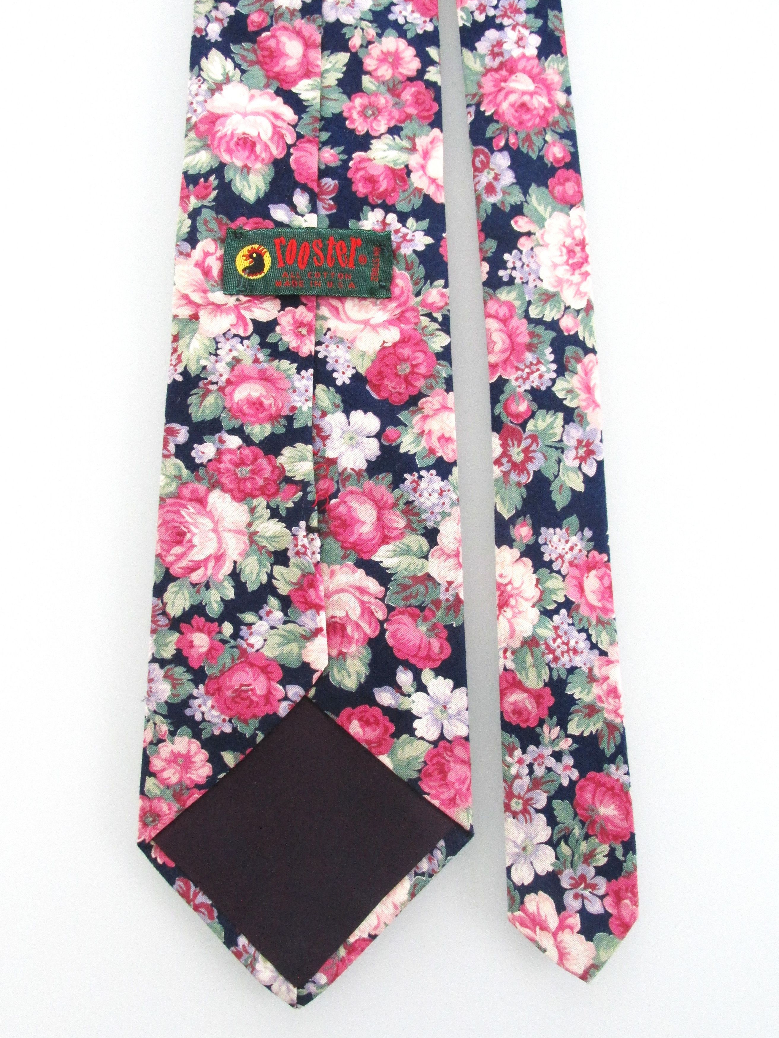 Vintage Rooster Vintage Men's Cotton Floral Ties Size ONE SIZE - 4 Thumbnail