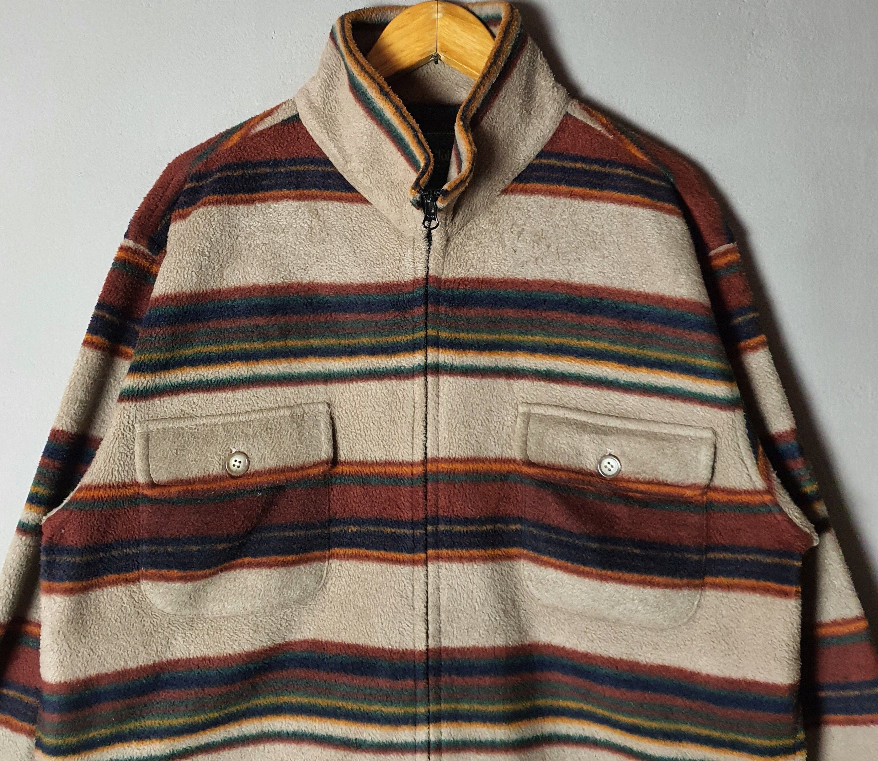 Vintage 90s Polo Club Fleece Zipper Striped Sweater Size Medium Size US M / EU 48-50 / 2 - 6 Preview